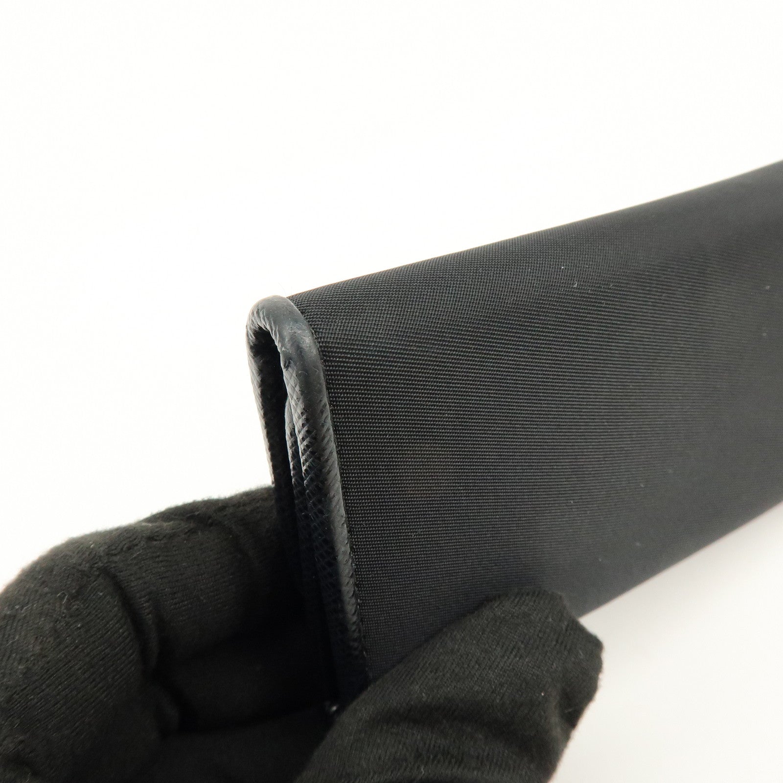 PRADA Triangle Logo Nylon 6 Rings Key Case Key Holder Black 1PG222