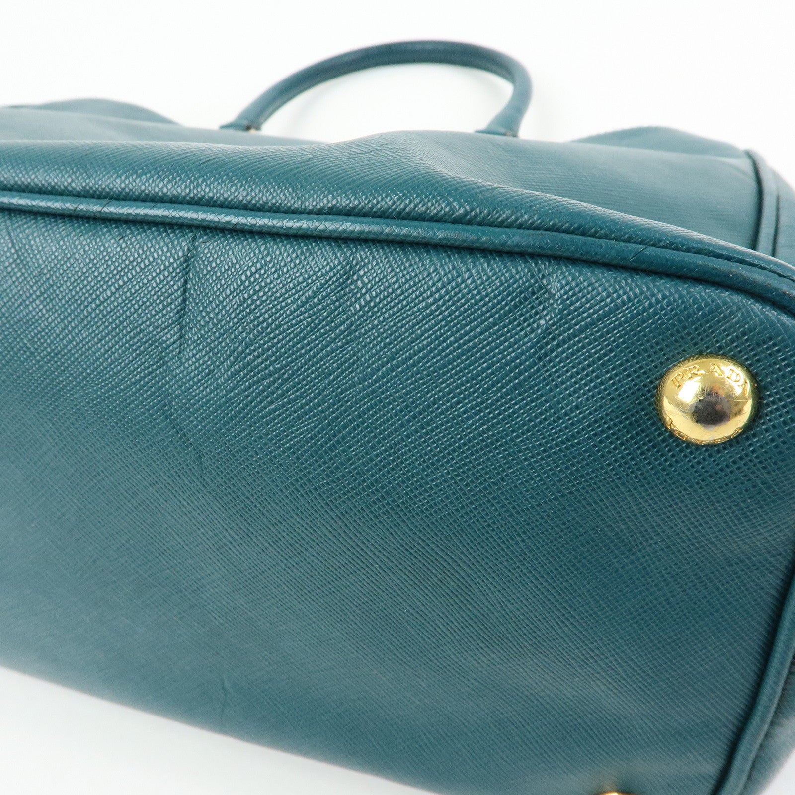 PRADA Triangle Logo Galleria Saffiano Leather Tote Hand Bag Green