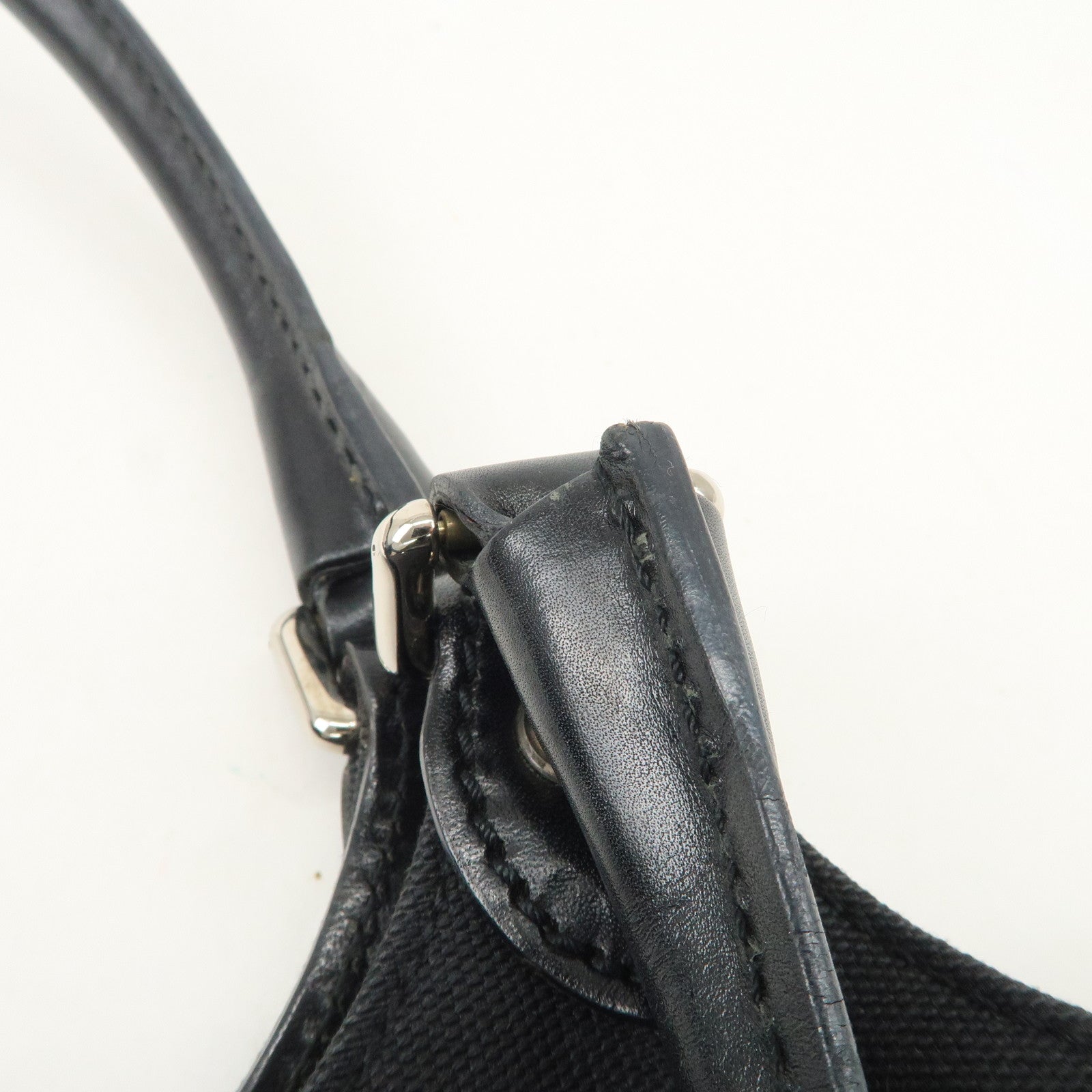 GUCCI Interlocking G Canvas Leather Hand Shoulder Bag Black 114875 Used