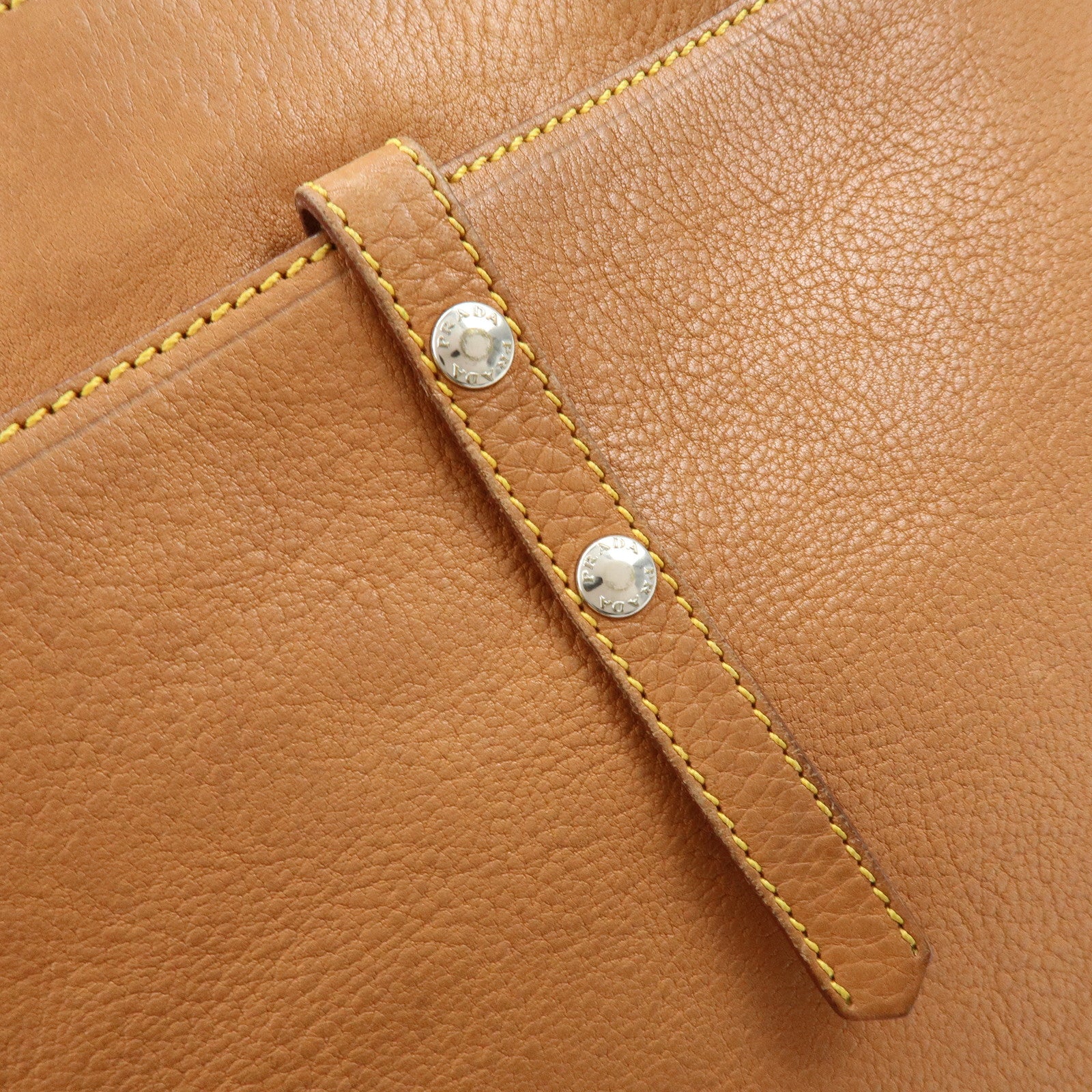 PRADA Triangle Logo Calf Leather Shoulder Crossbody Bag Brown