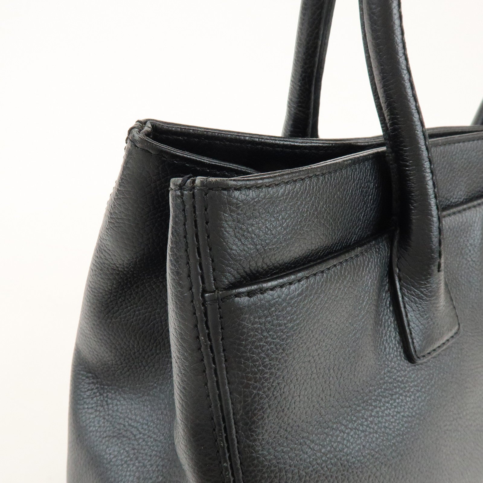 CHANEL 2.55 Calf Leather Executive Tote Bag Hand Bag Black