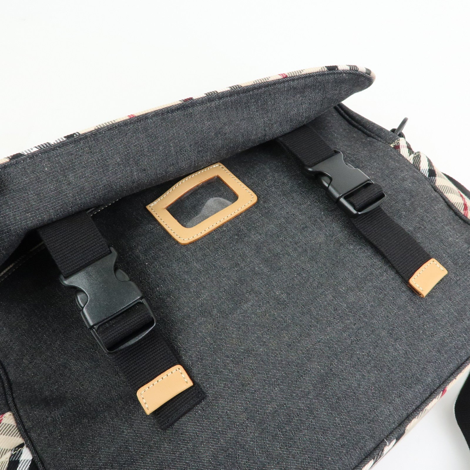 Burberry Nova Plaid Denim Canvas 2Way Shoulder Hand Bag Indigo Blue