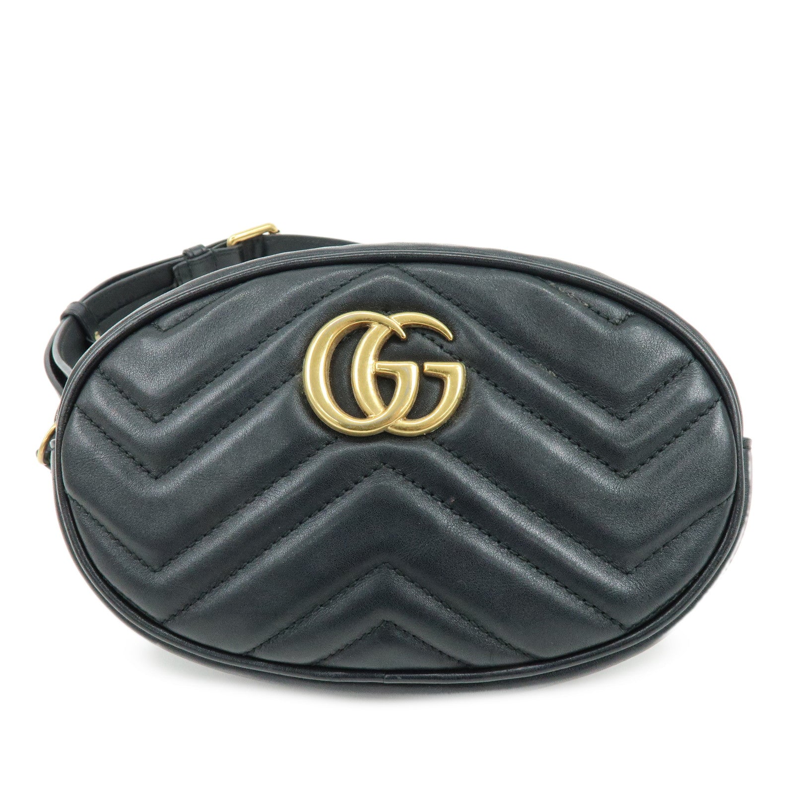 GUCCI GG Marmont Leather Waist Pouch Body Bag Black