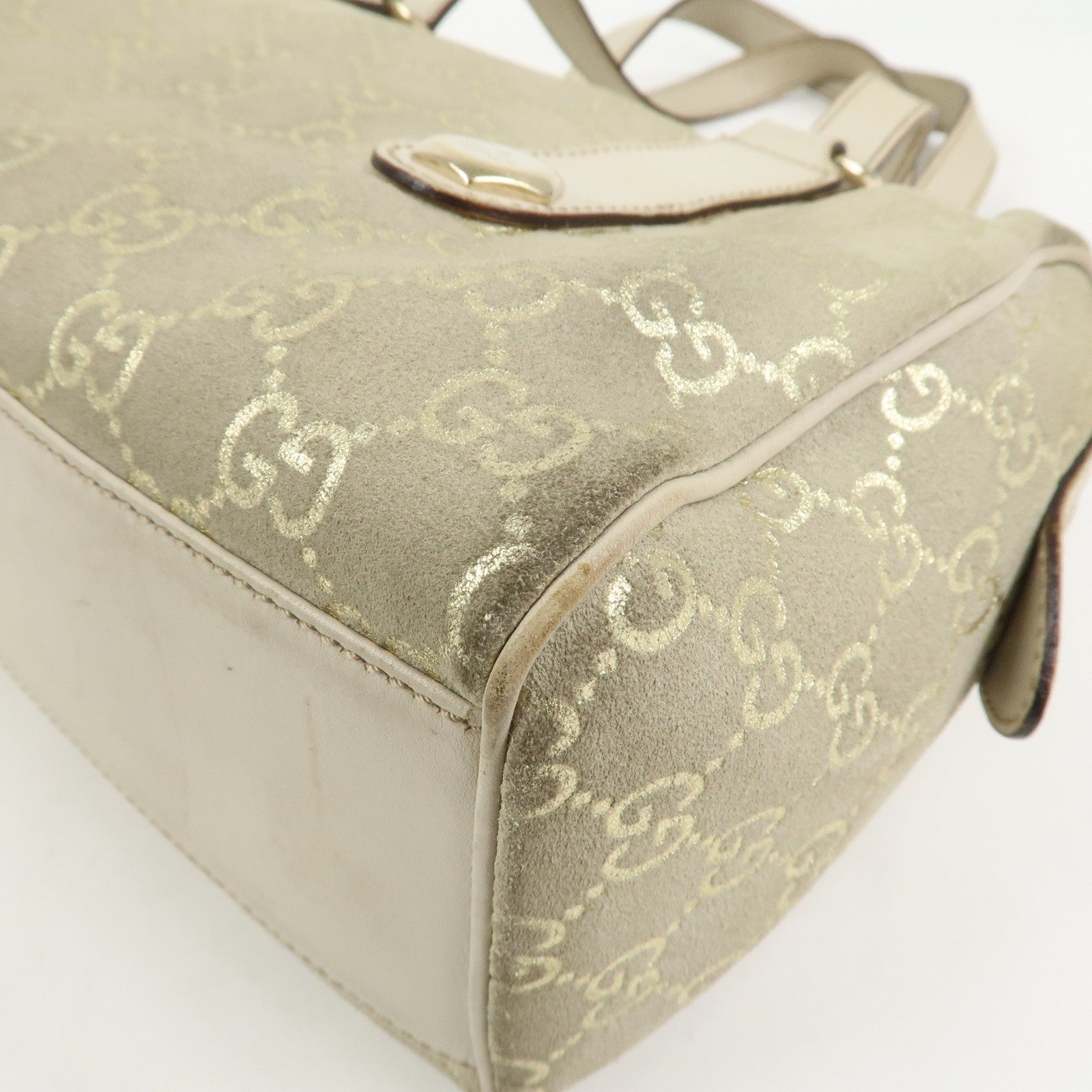 GUCCI GG Monogram Suede Leather Mini Boston Bag Shoulder Bag 152457