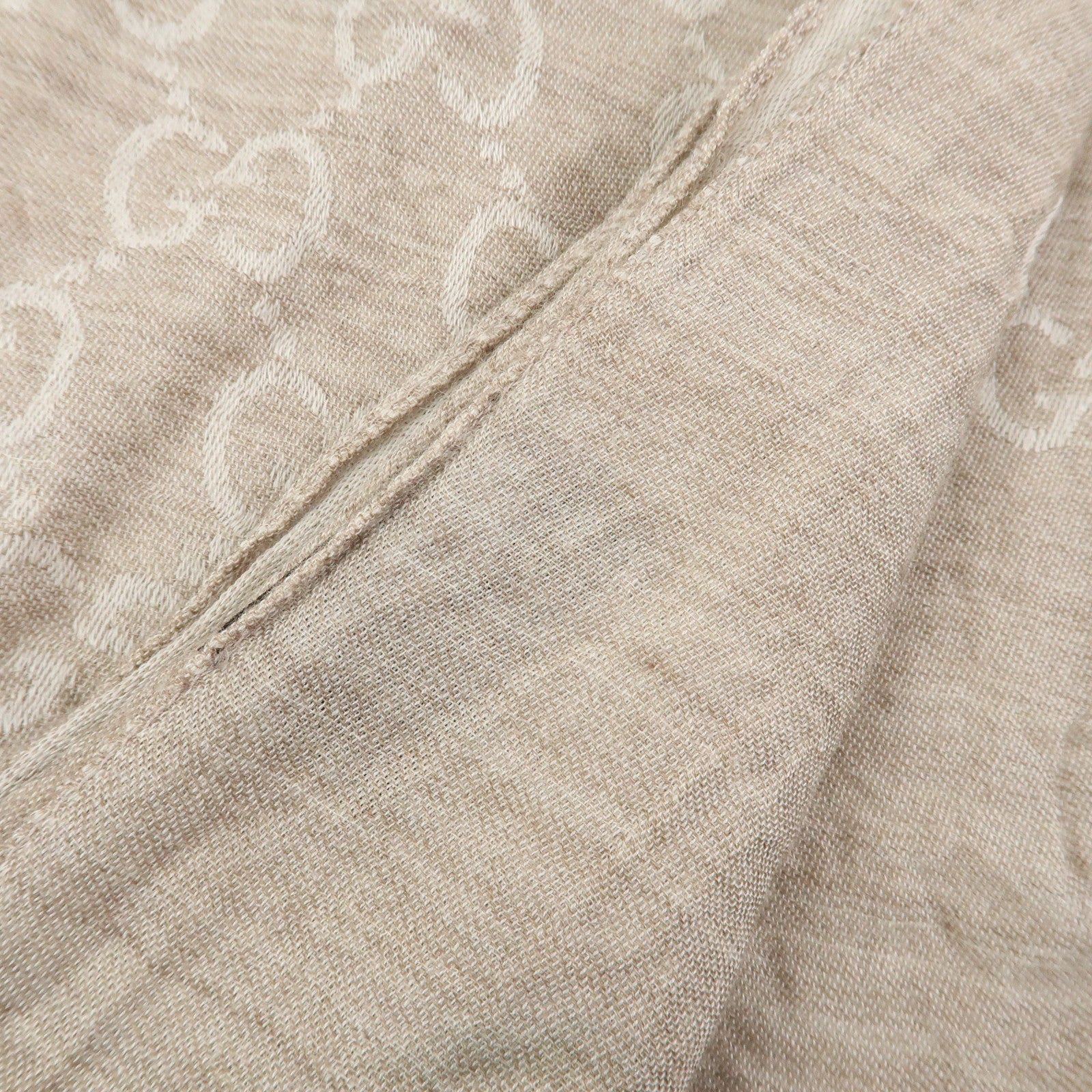 GUCCI GG Monogram Cotton Scarf Shawl 150X70 Beige