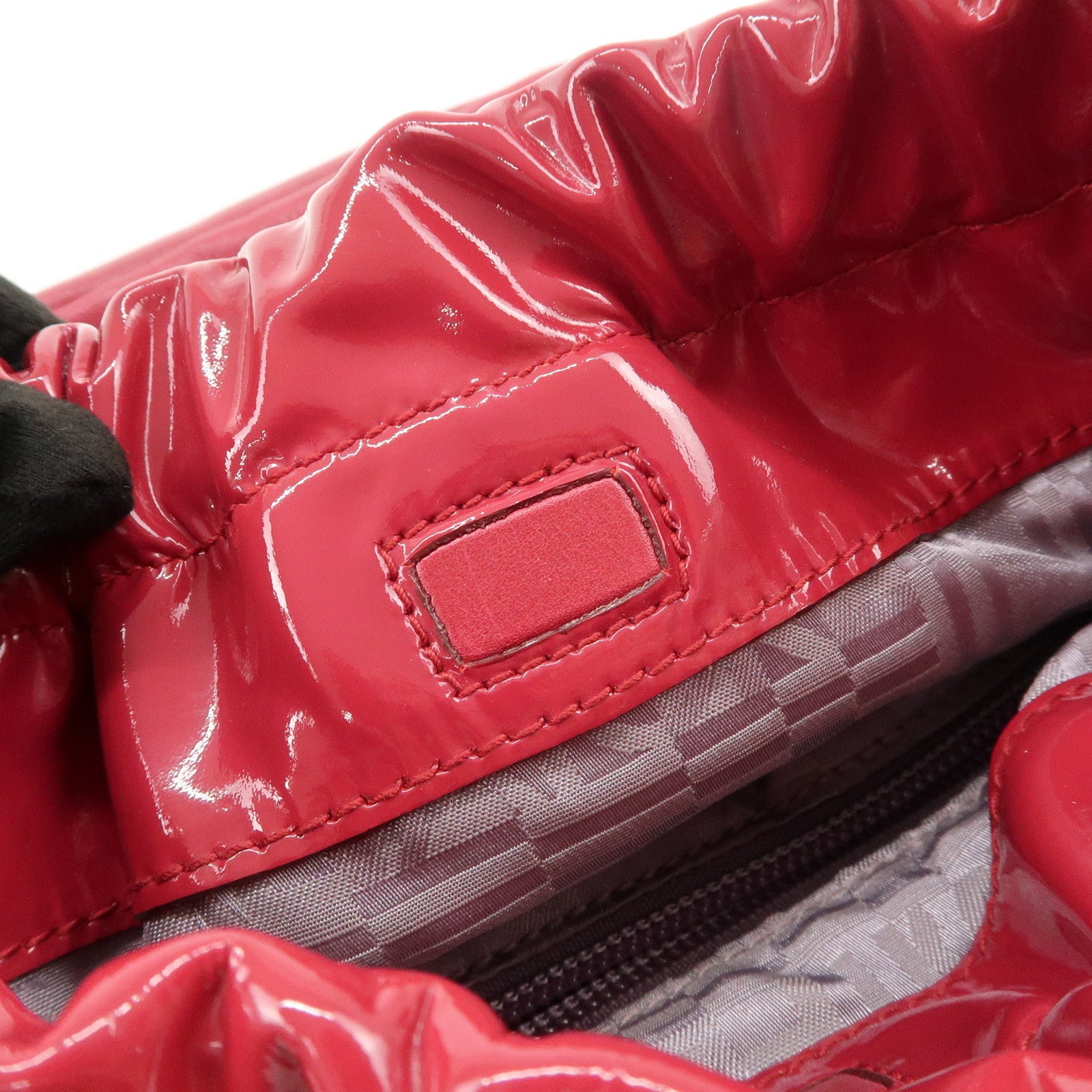 Ferragamo Gancini Varra Ribbon Patent Leather Hand Bag Red