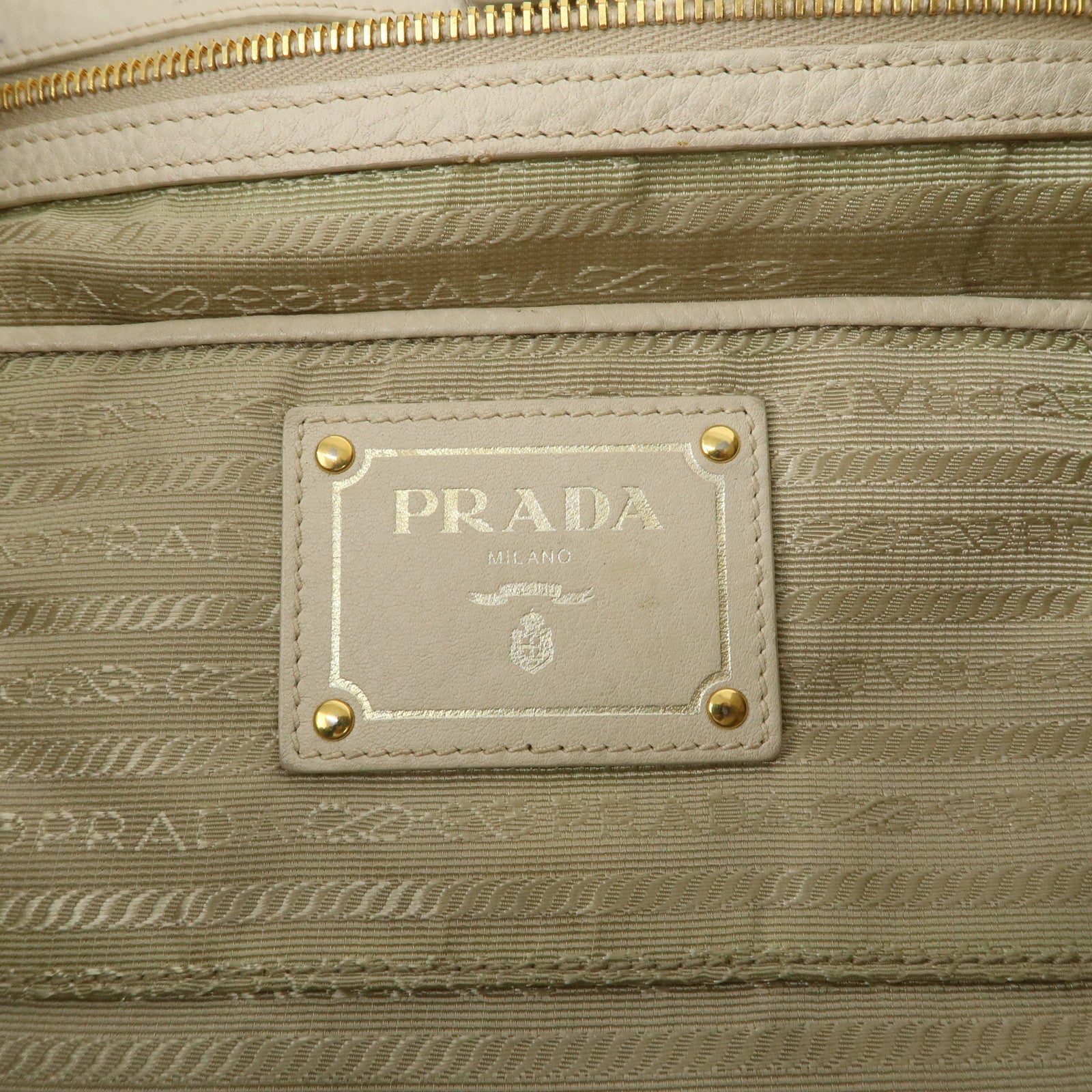 PRADA Logo 2Way Bag Hand Bag Shoulder Bag Ivory