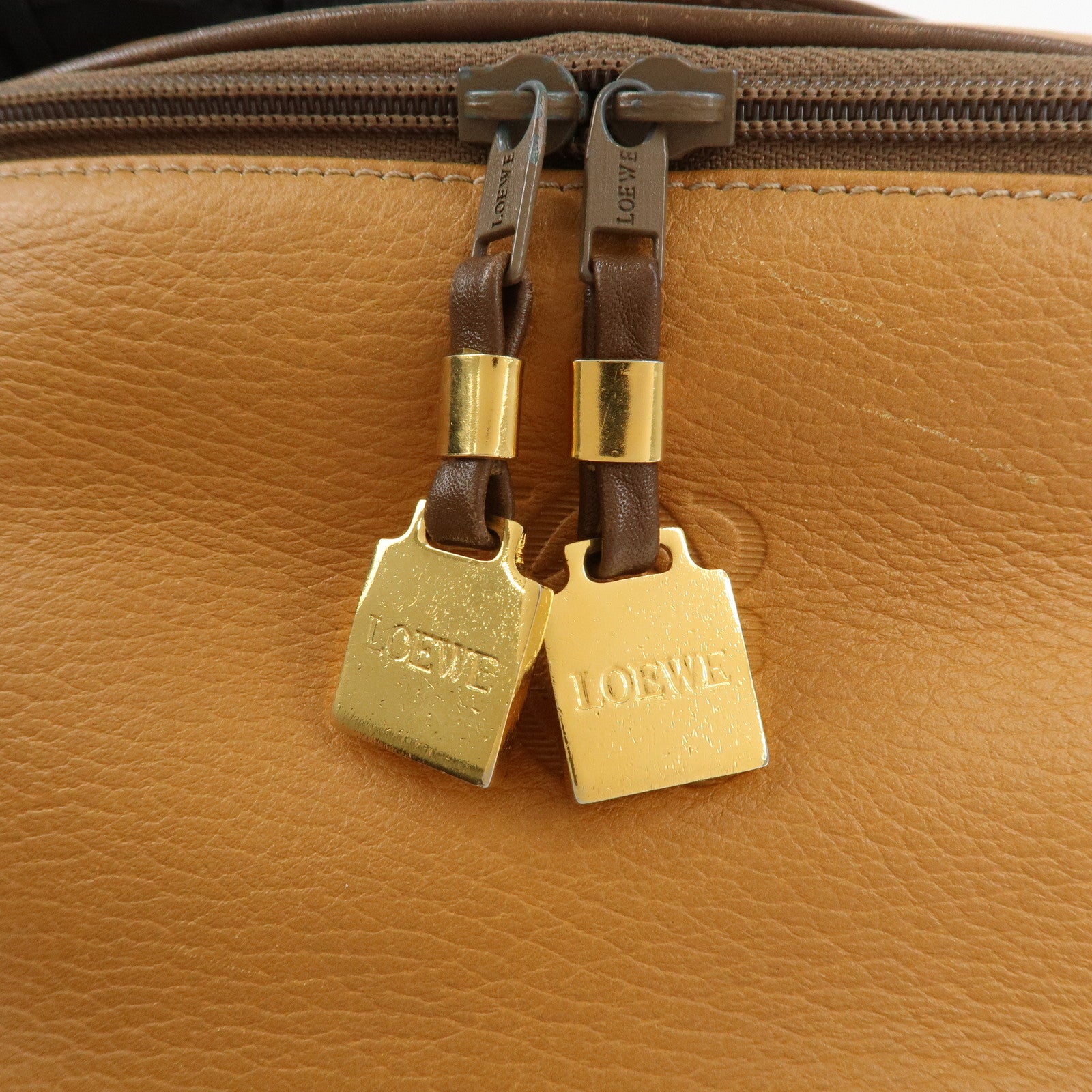 LOEWE Leather 2WAY Bag Hand Bag Shoulder Bag Brown Gold Hardware