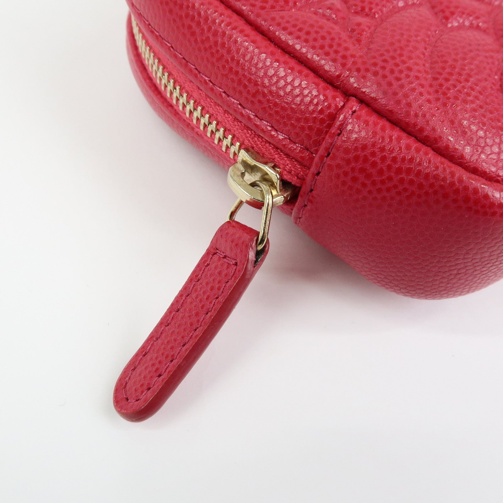 CHANEL Camellia COCO Mark Caviarskin Cosmetic Accessory Pouch Pink