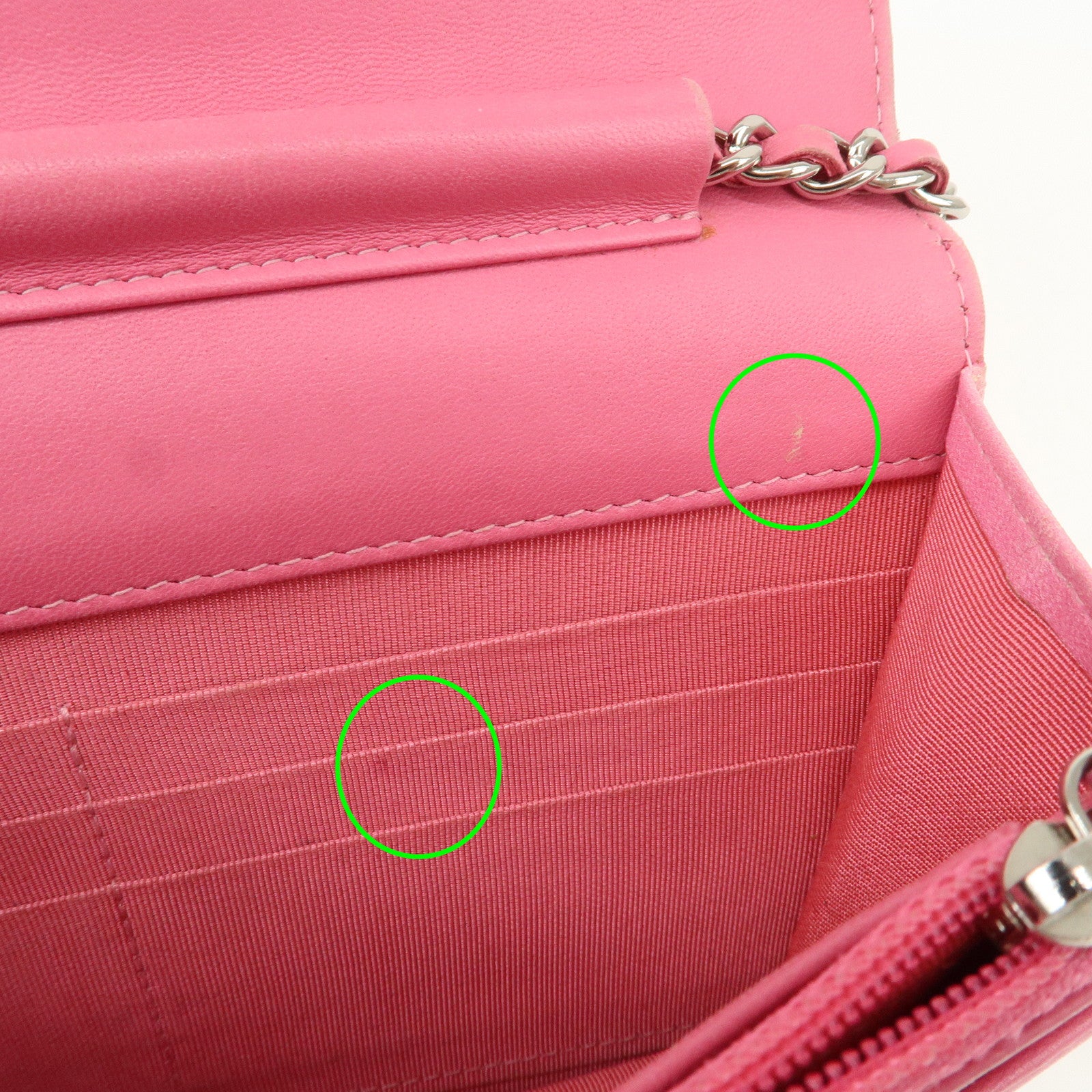 CHANEL Matelasse Leather COCO Mark Chain Shoulder Bag Pink Used