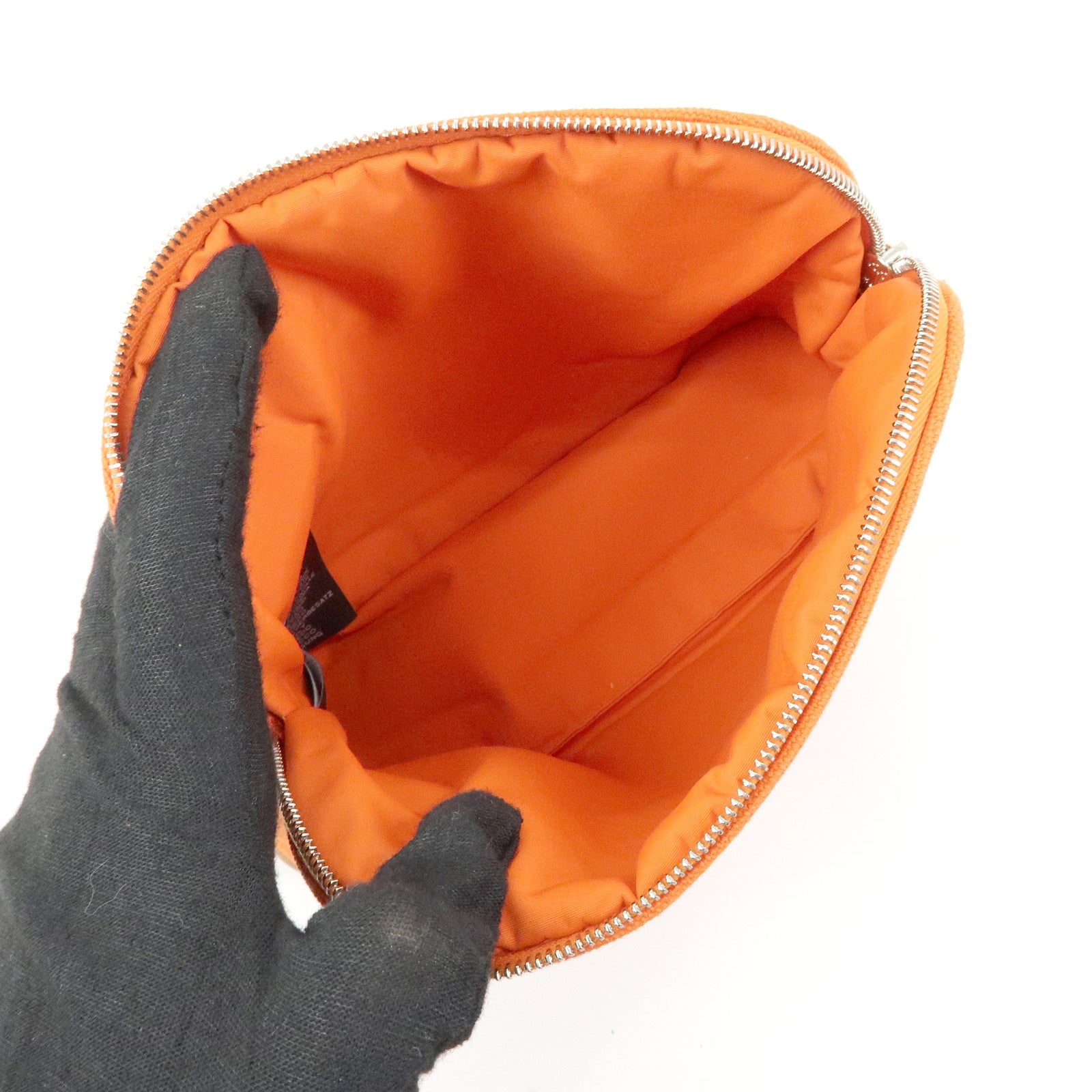 HERMES Bolide Mini Canvas Leather Pouch Cosmetic Pouch Orange