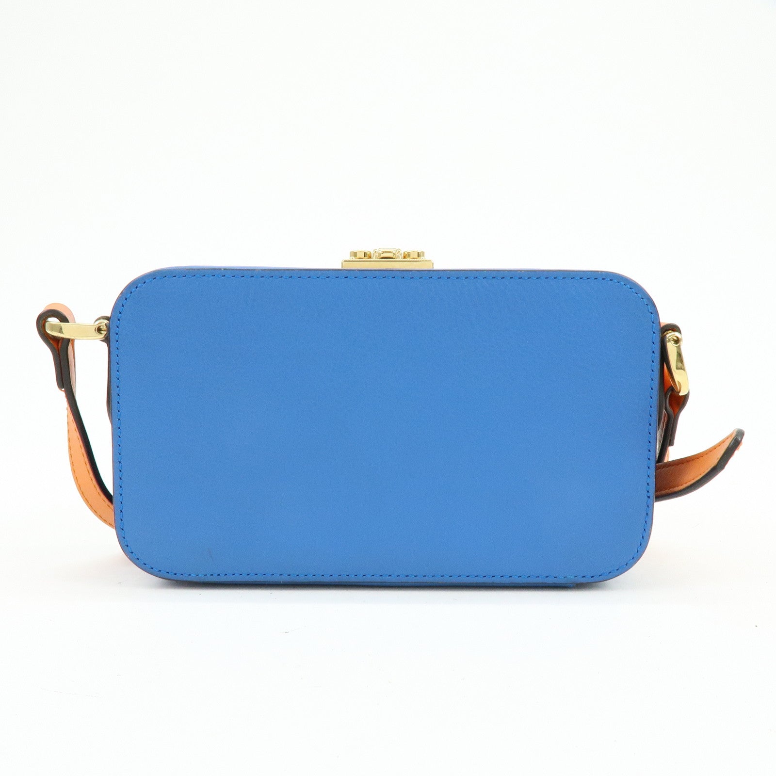 GUCCI Logo Interlocking G Leather Shoulder Bag Blue Orange 658230