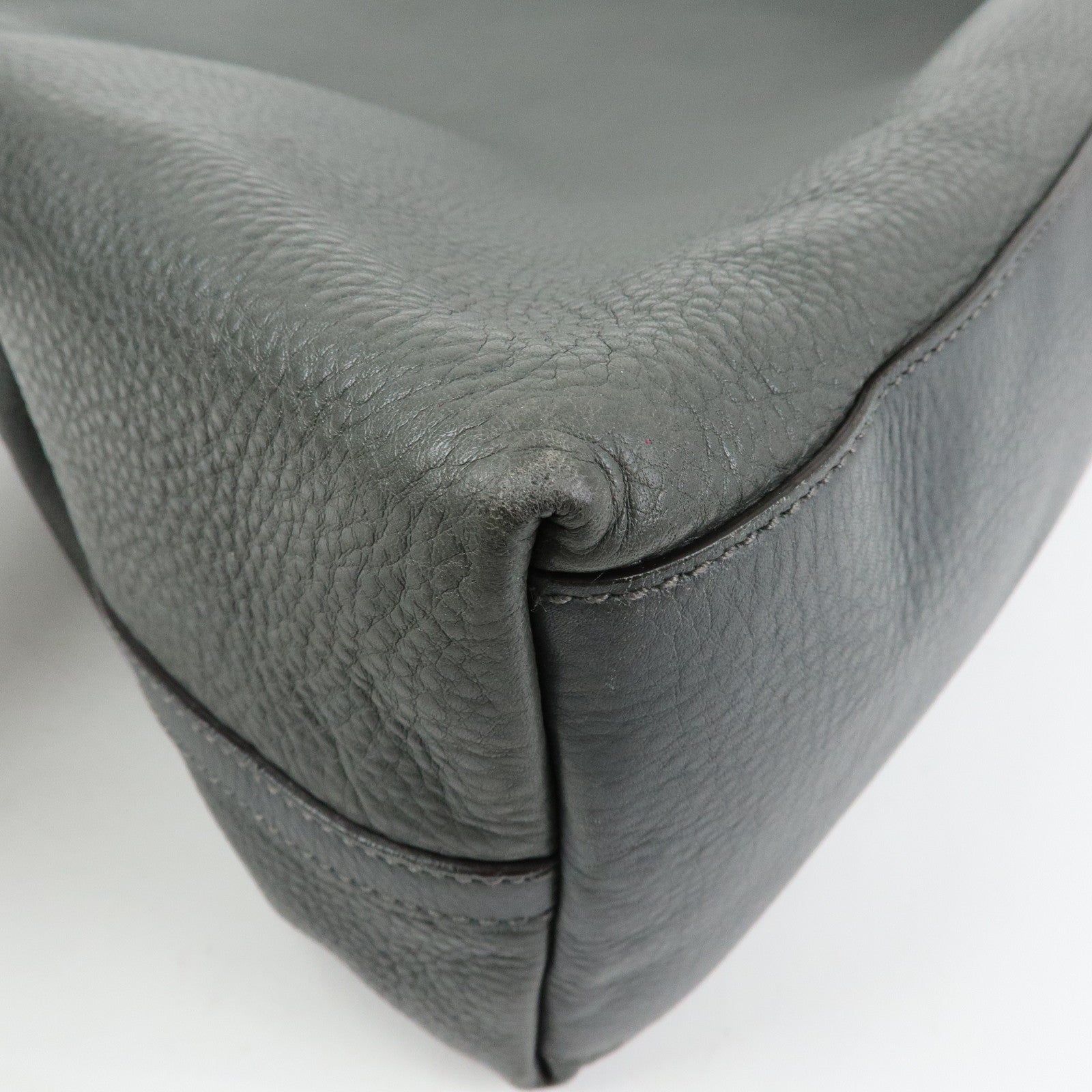 GUCCI Logo Leather Tote Bag Shoulder Bag Gray 380118