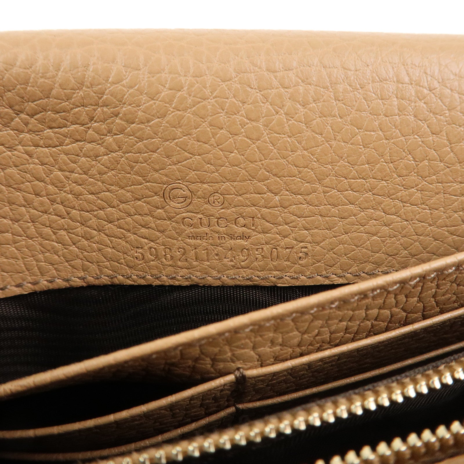 GUCCI SOHO Leather Chain Shoulder Bag Wallet Light Brown 598211