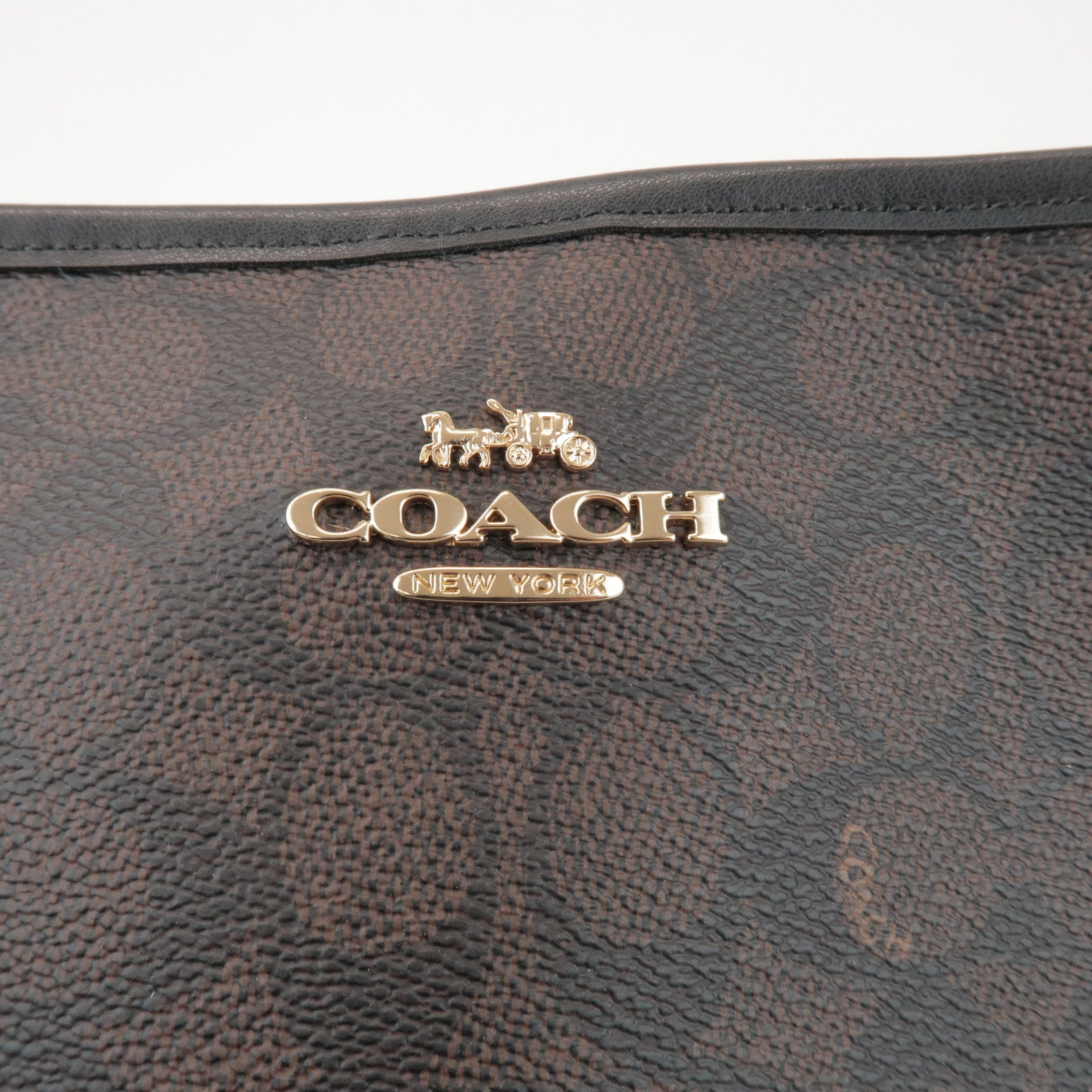 COACH Signature City PVC Leather 2Way Shoulder Bucket Bag Brown