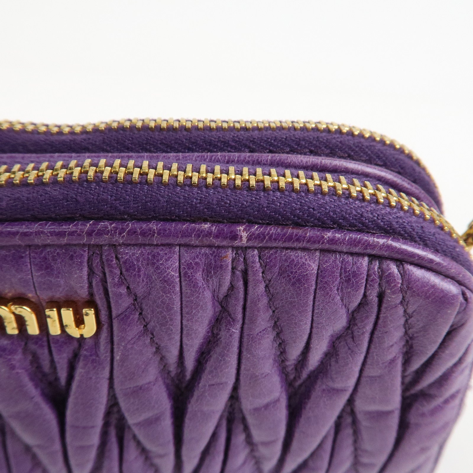 MIU MIU Logo Matelasse Mini Hand Bag Shoulder Bag Purple 5ARH02