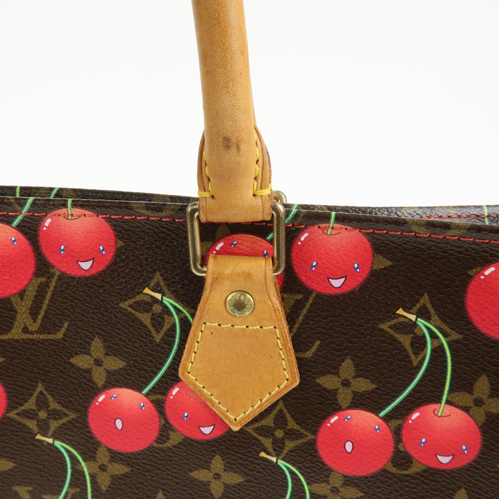 Louis Vuitton Monogram Cherry Sac Plat Tote Bag Brown Cherry M95010