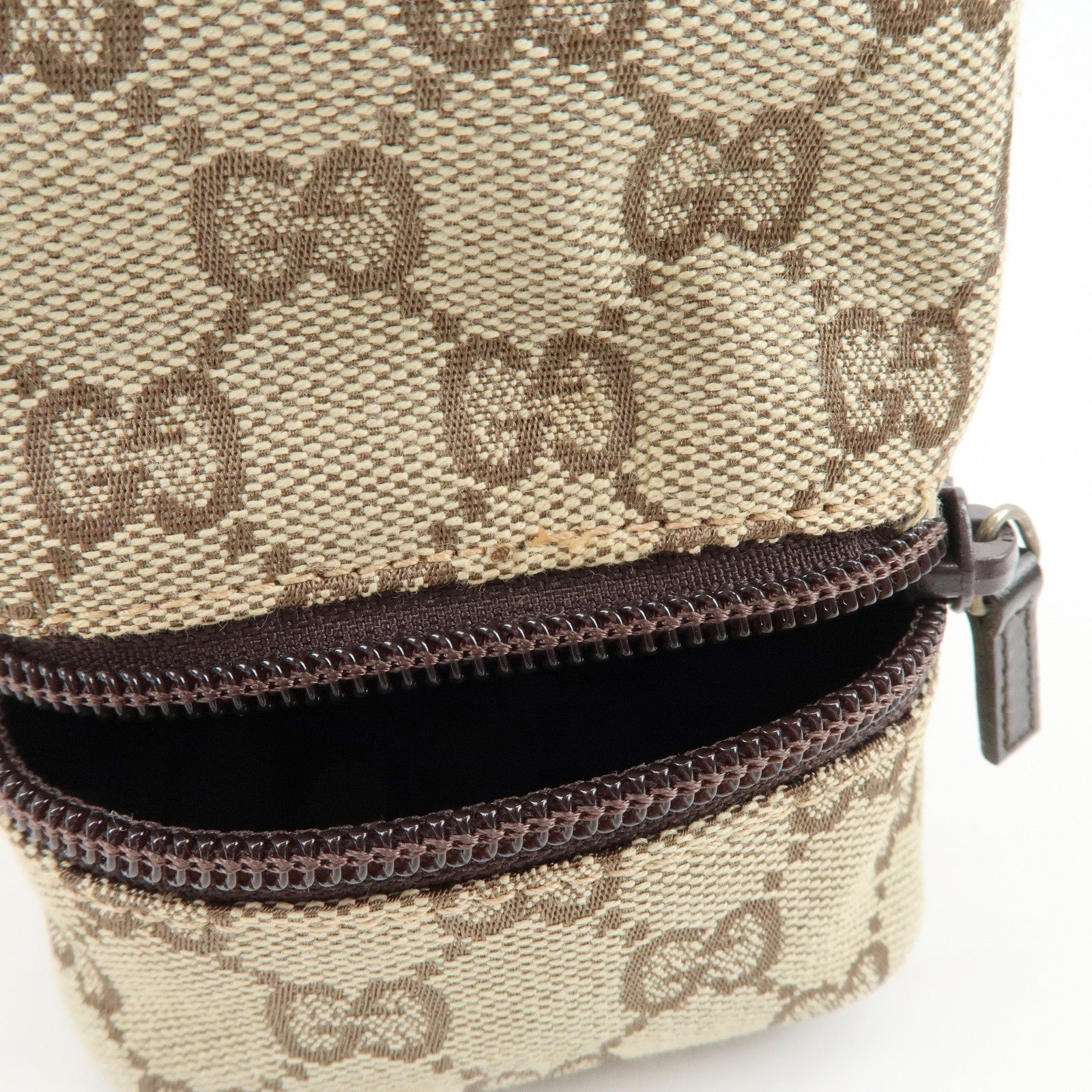 GUCCI GG Canvas Leather Hand Bag Cosmetic Pouch Beige 039・1054