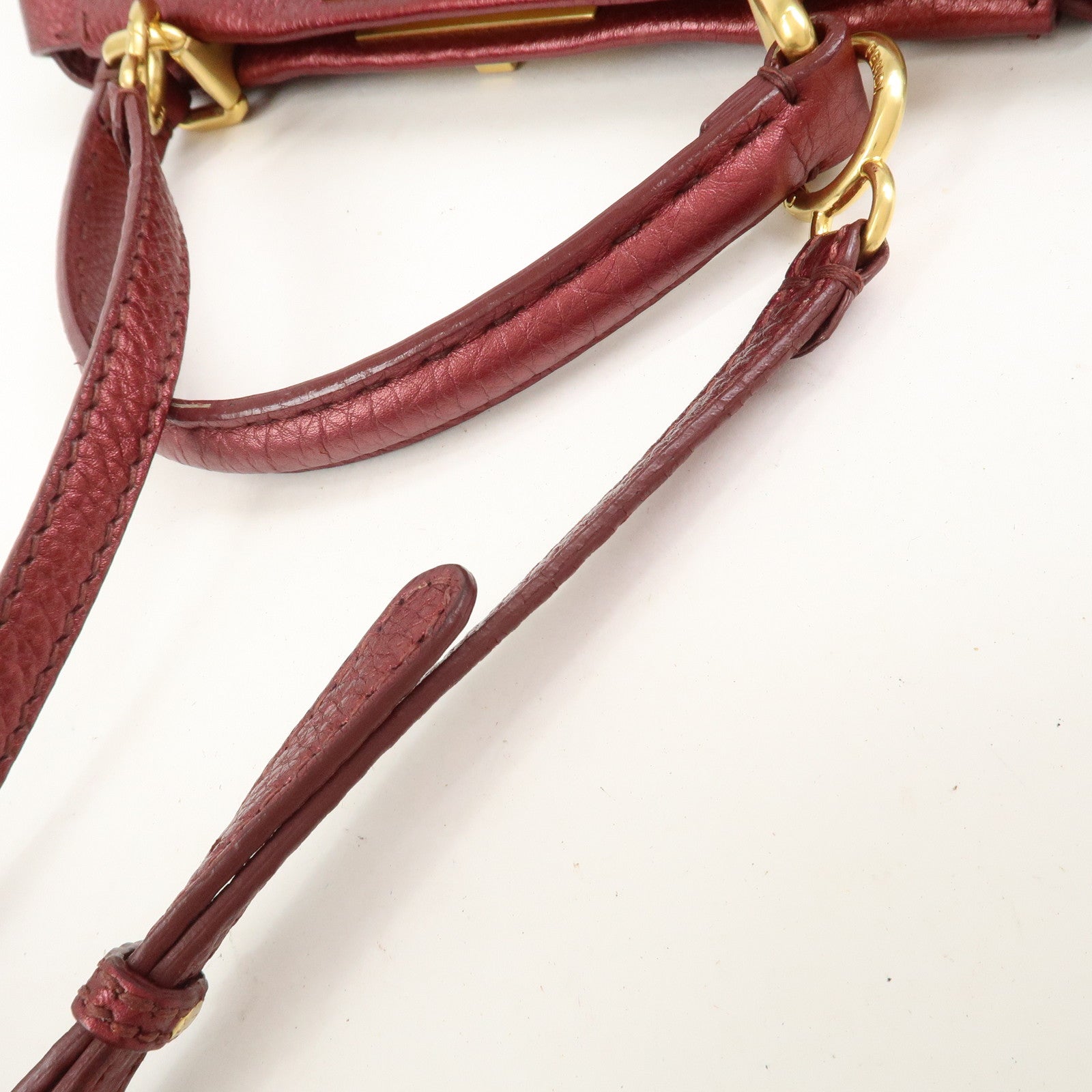 FENDI Peekaboo Logo Leather 2Way Shoulder Bag Burgundy 8BN226