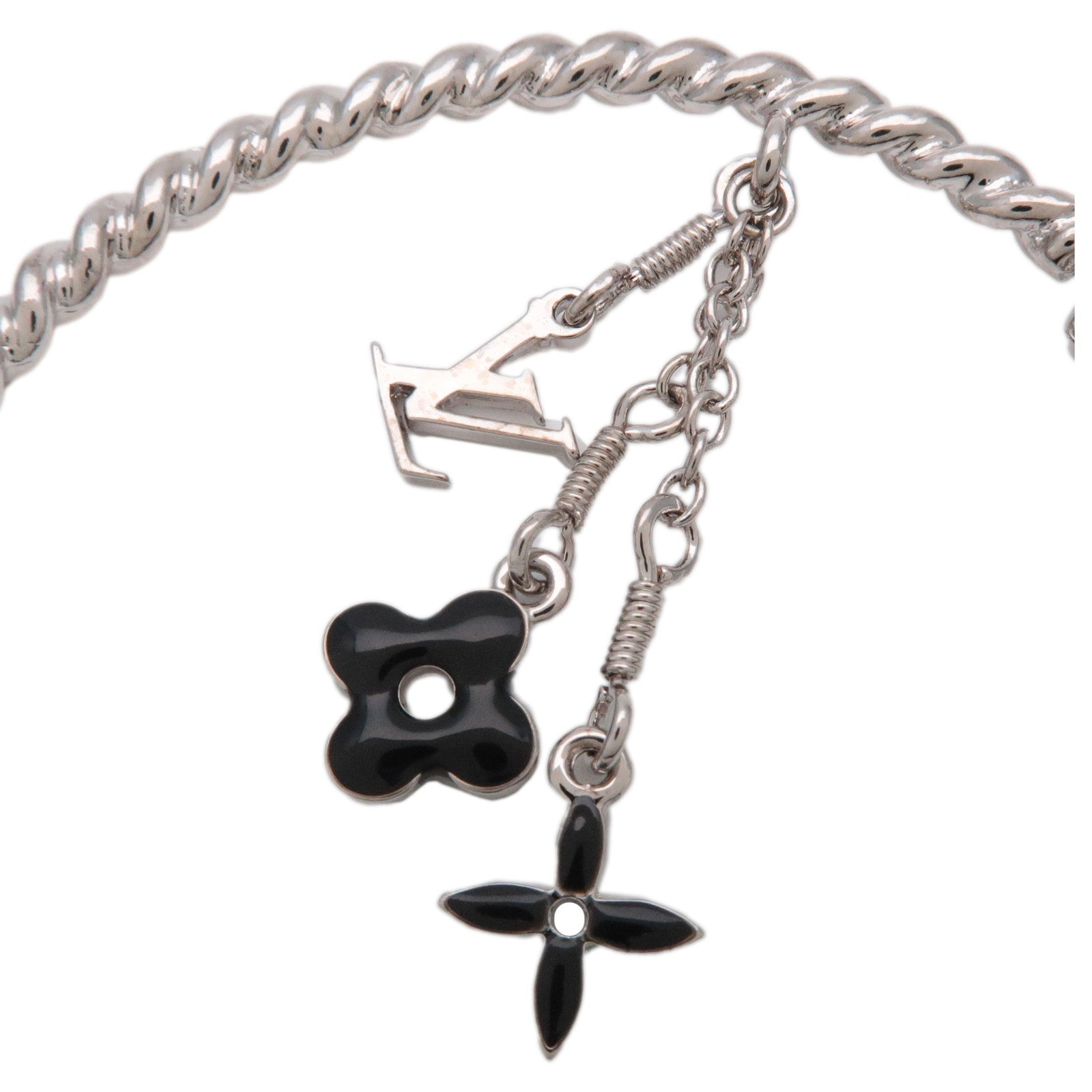 Louis Vuitton Creole Sweet Monogram Metal Earrings Silver M65679 Used