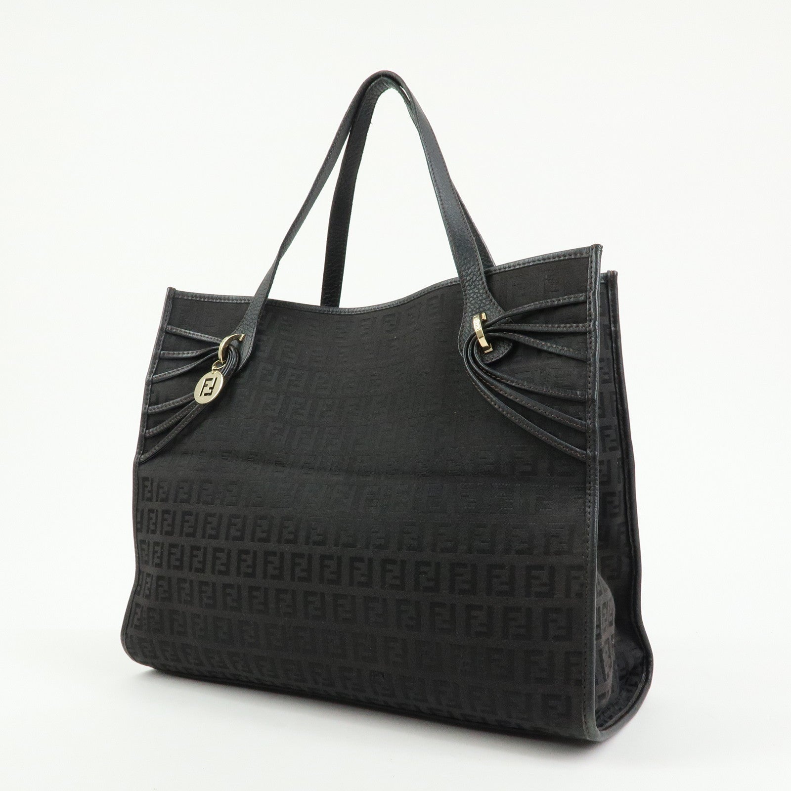 FENDI Zucchino Canvas Leather Shoulder Bag Tote Bag Brown 8BH153