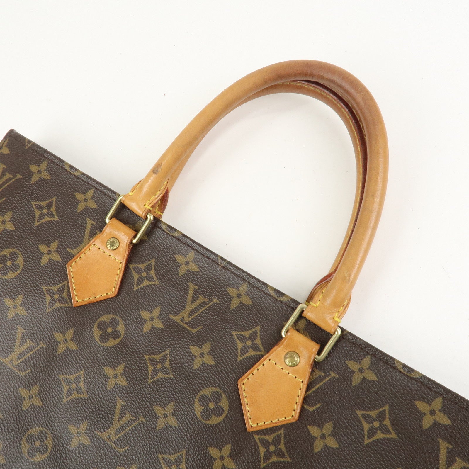 Louis Vuitton Monogram Sac Plat Tote Bag Hand Bag Brown M51140