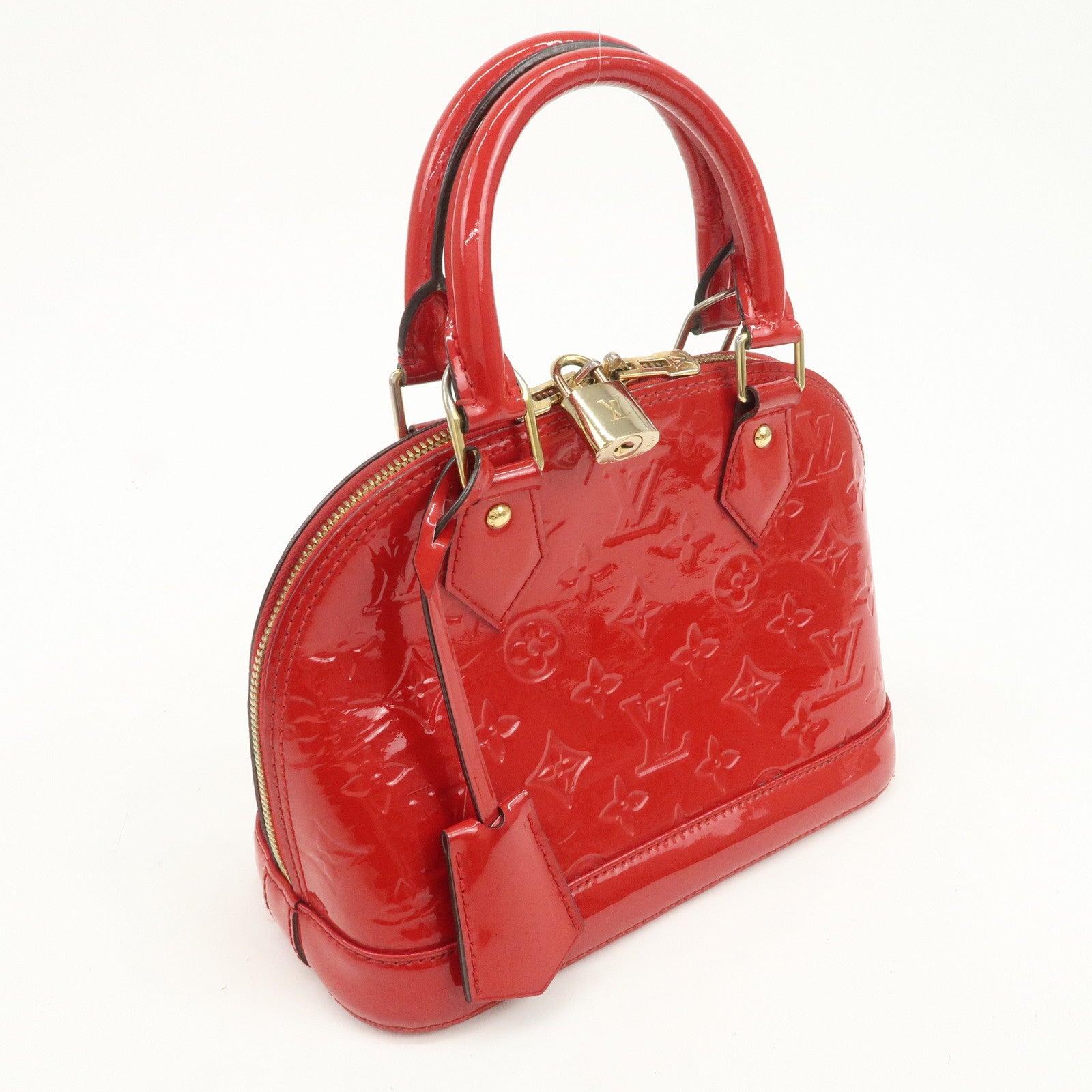 Louis Vuitton Monogram Vernis Alma BB 2Way Hand Bag Cerise M90174