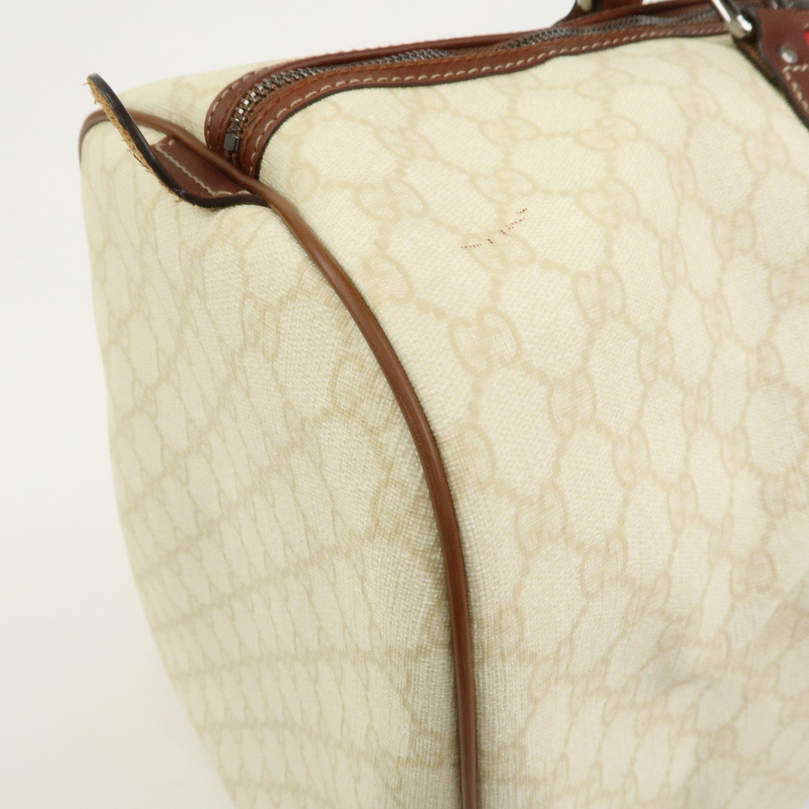 GUCCI Sherry GG Supreme Leather Boston Bag Ivory 189688