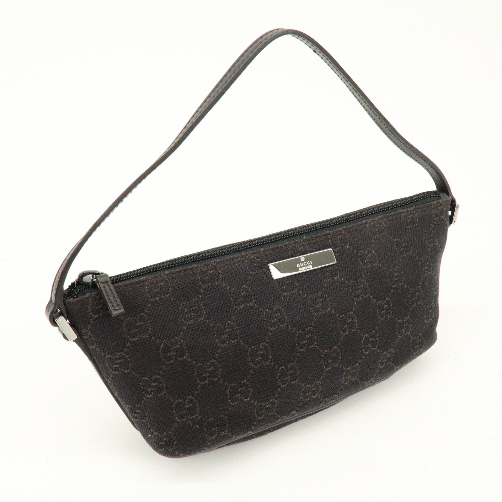 GUCCI Boat Bag GG Canvas Leather Hand Bag Brwon 07198