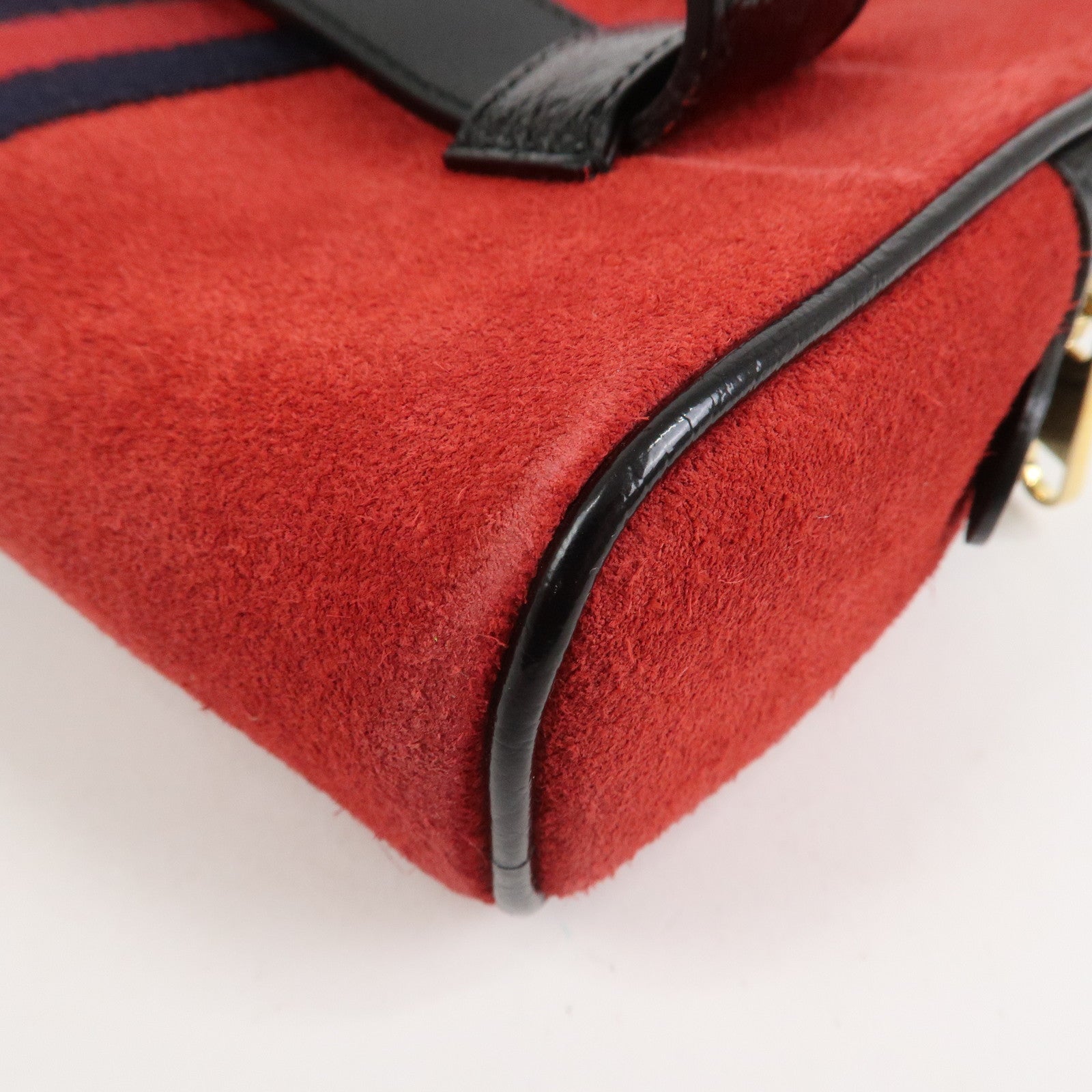 GUCCI Sherry GG Marmont Suede Waist Pouch Body Bag Red Black 517076