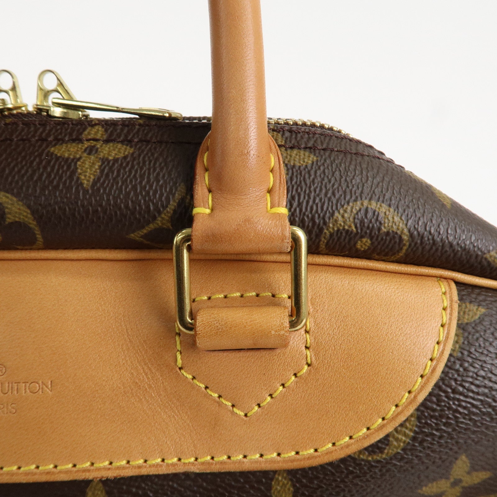 Louis Vuitton Monogram Deauville Hand Bag Brown M47270 Used