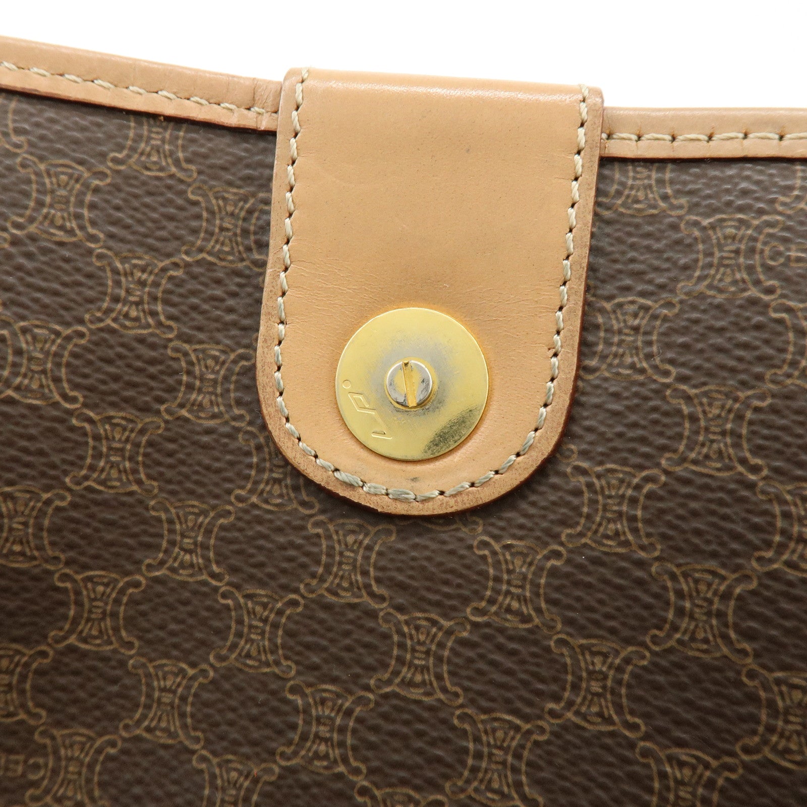 CELINE Macadam PVC Leather Shoulder Bag Crossbody Bag Brown