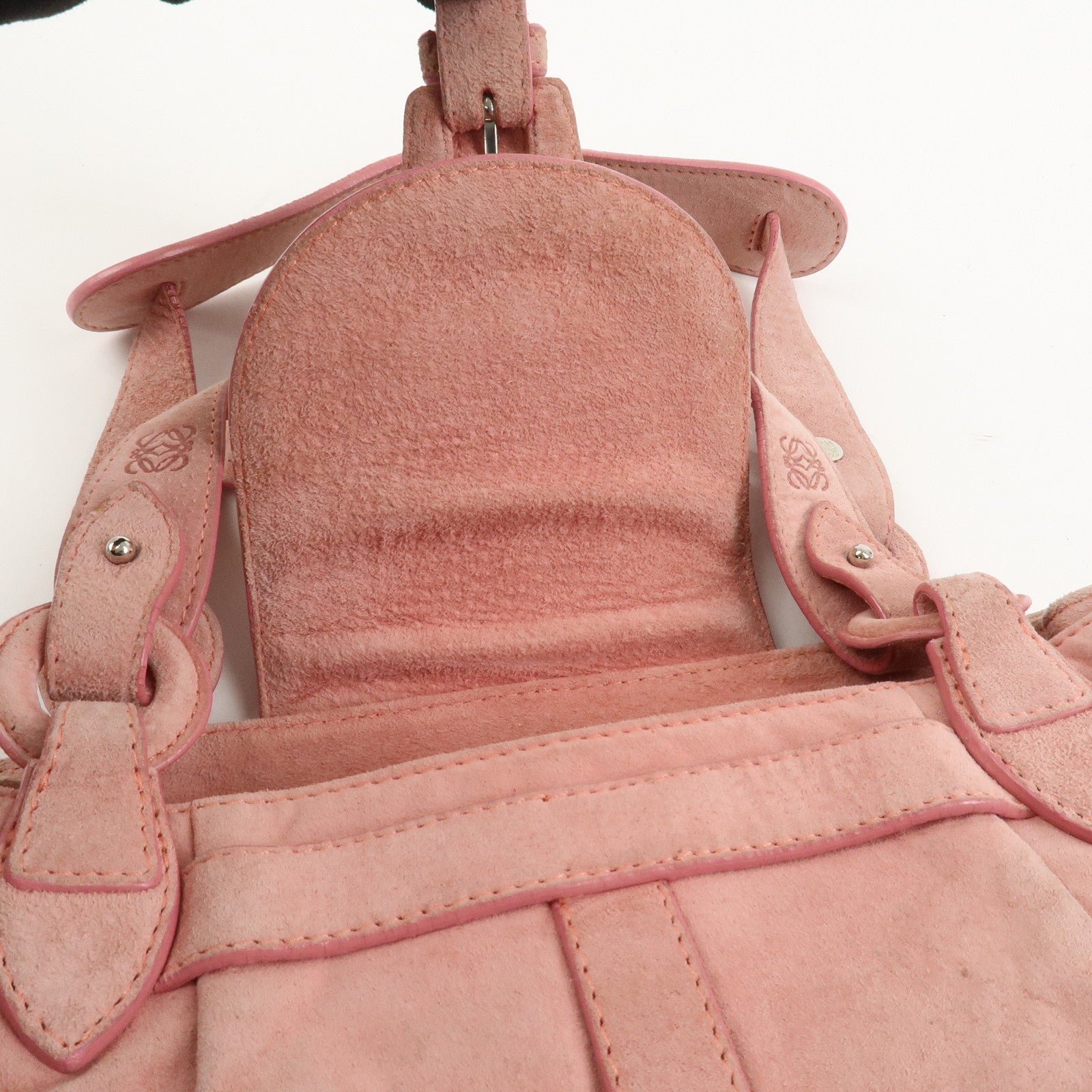 LOEWE Anagram Suede Shoulder Bag Hand Bag Pink