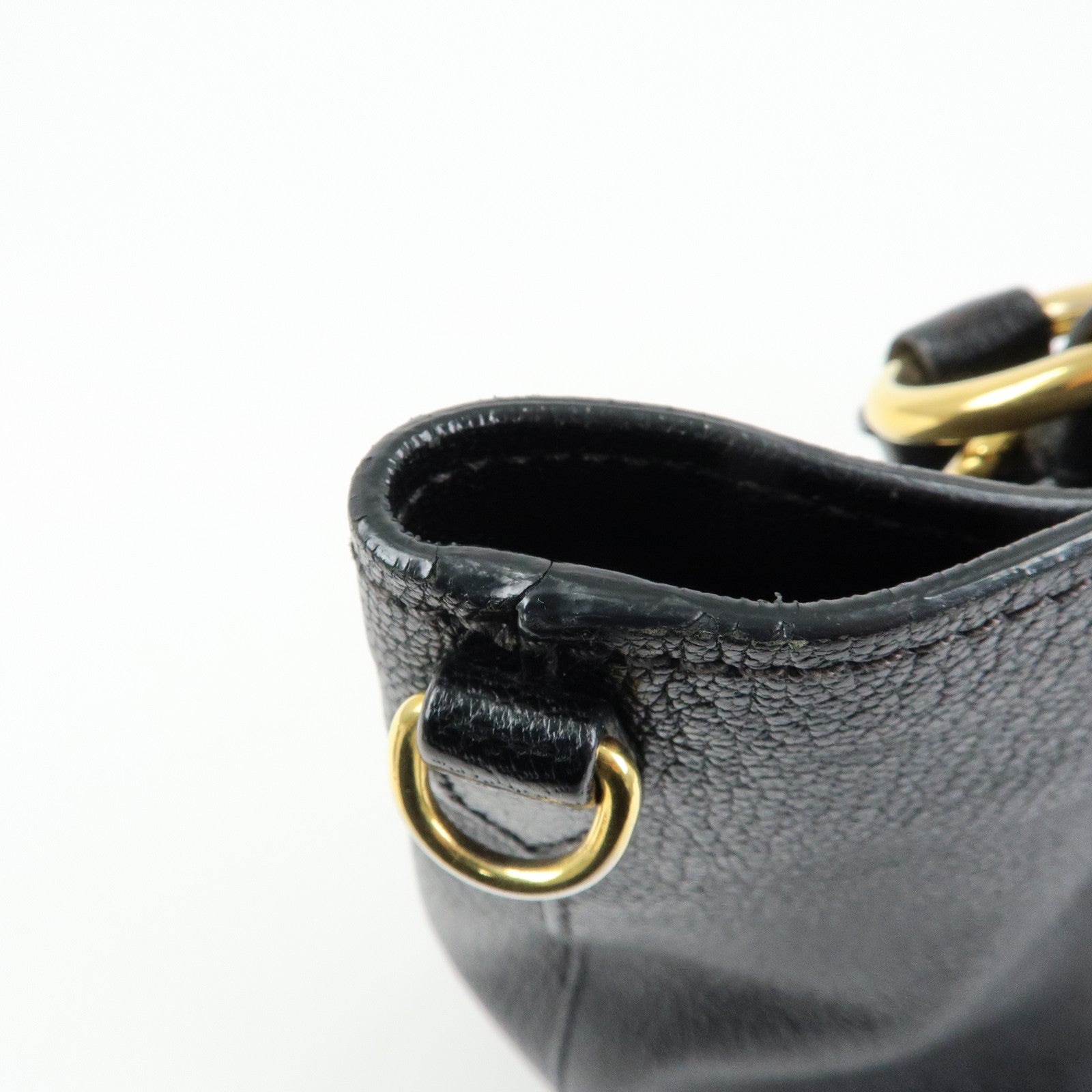 MIU MIU Madras Leather 2Way Bag Hand Bag Shoulder Bag Black