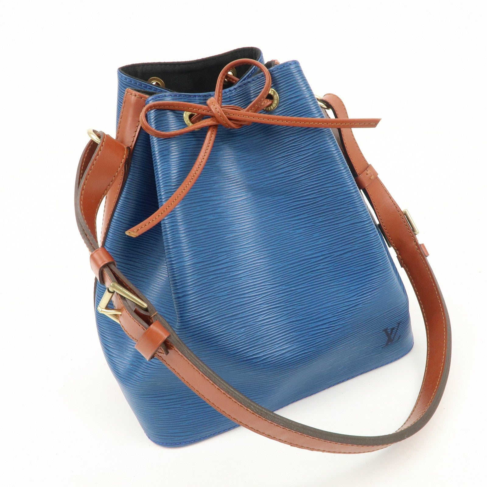Louis Vuitton Epi Petit Noe Shoulder Bag Bi-Color Blue Kenya Brown Used