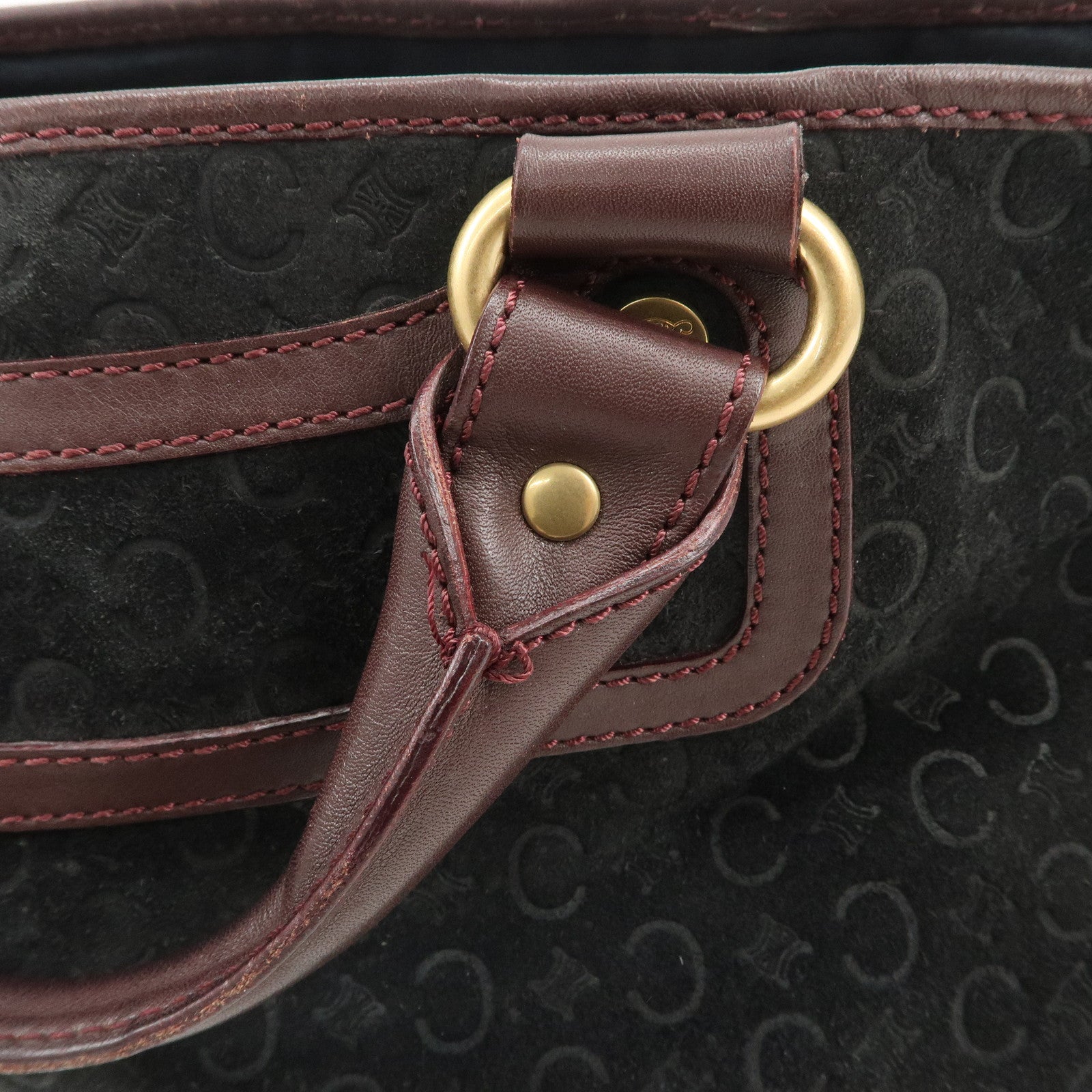 CELINE C Macadam Suede Leather Boogie Bag Bordeaux Black