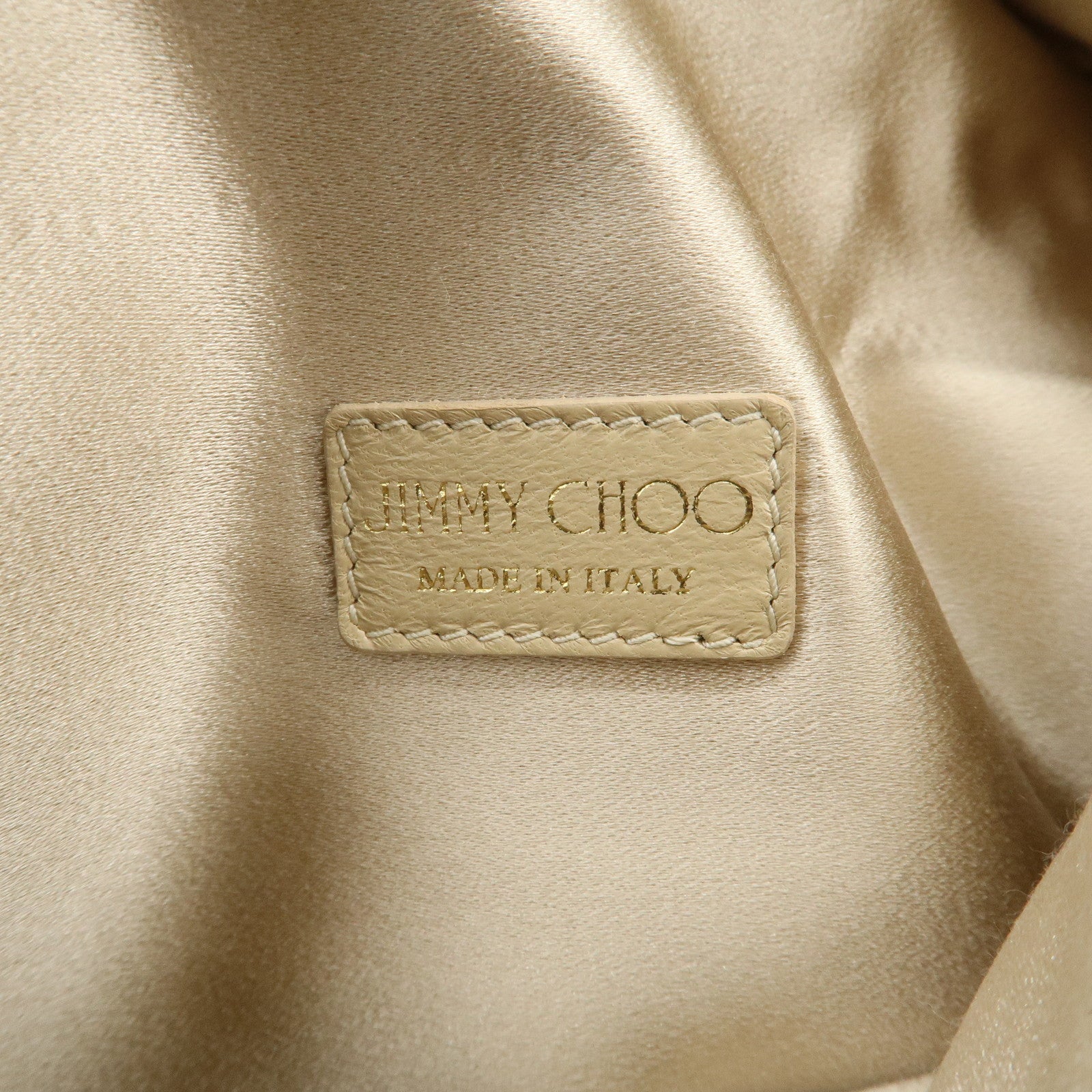 JIMMY CHOO Leather Mini Chain Shoulder Bag Rhine Stone Gold