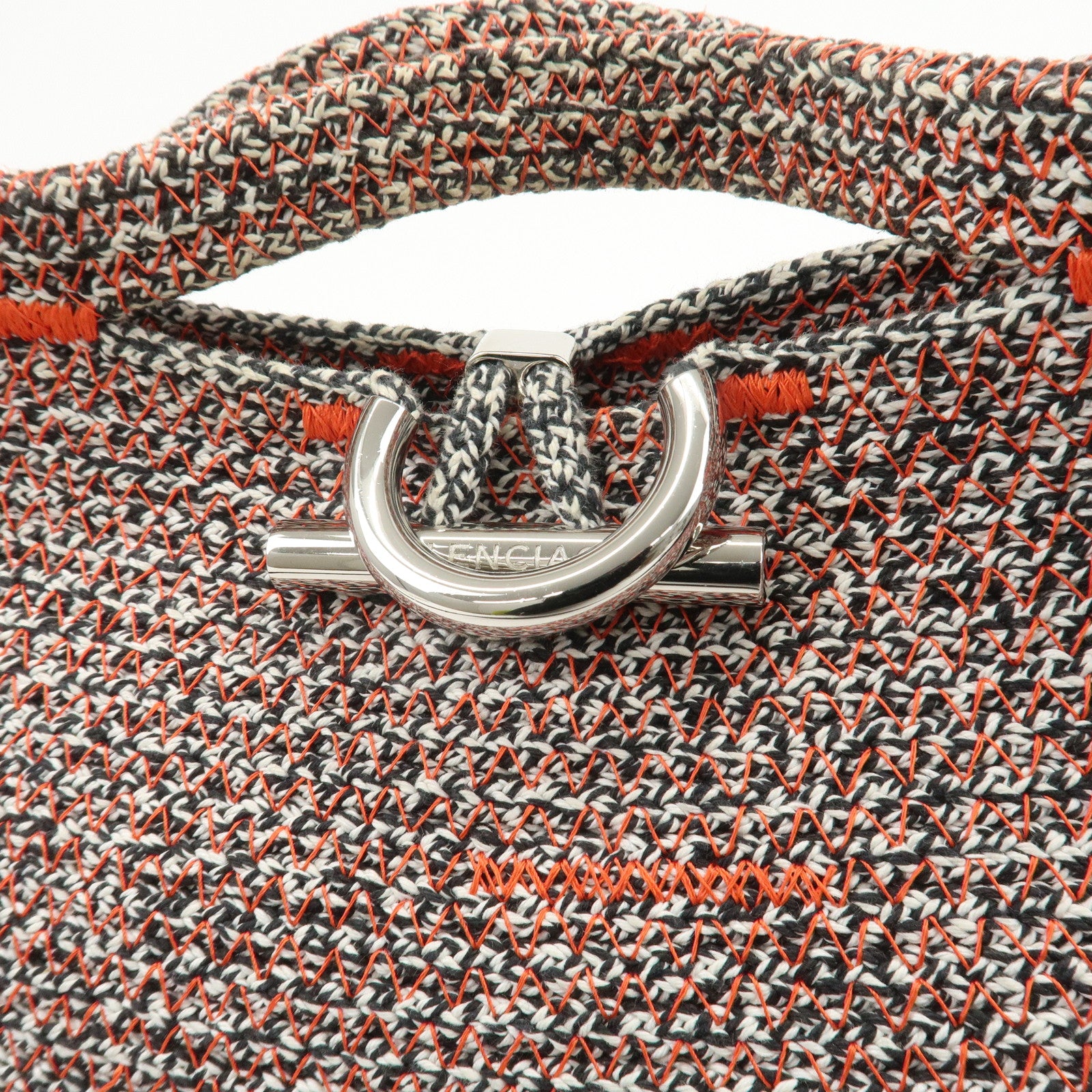 BALENCIAGA Zigzagger Canvas Leather 2Way Hand Bag Orange Black