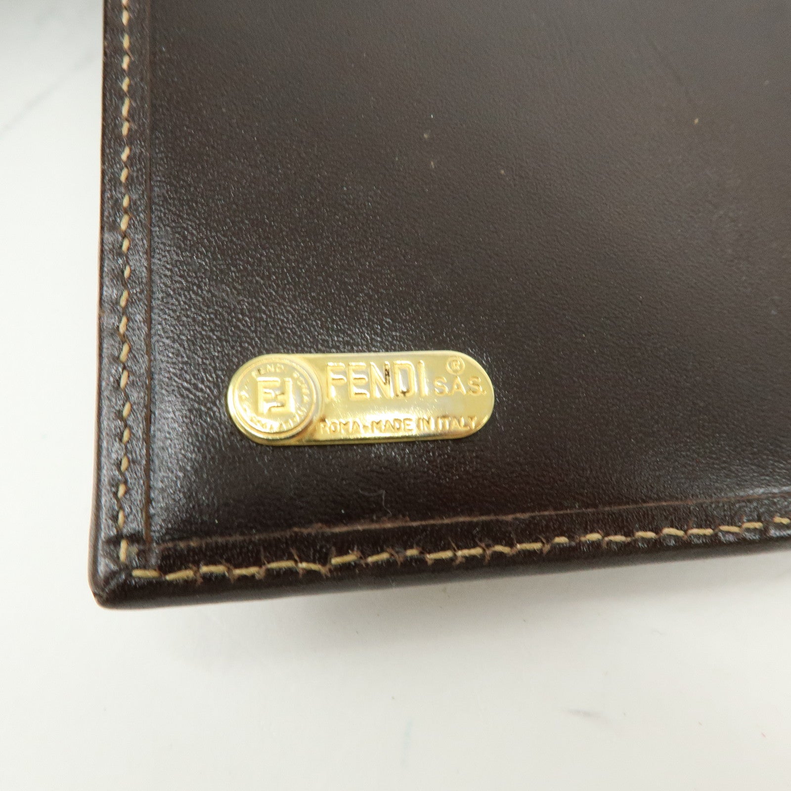 FENDI Zucca Canvas Leather Agenda Planner Cover Brown Black 30153