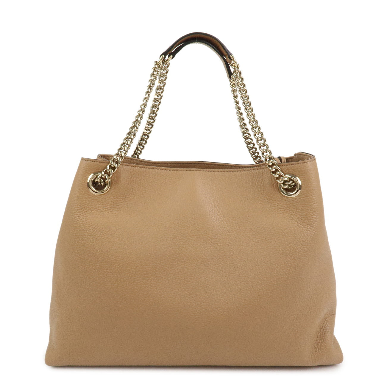 GUCCI SOHO Leather Chain Tote Bag Shoulder Bag Light Brown 536196