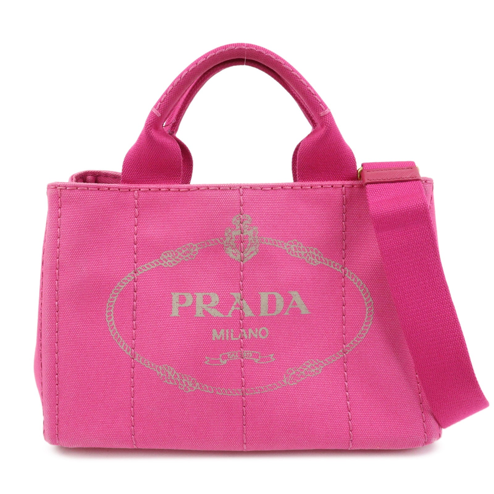 PRADA Triangle Logo Canapa Mini 2Way Bag Hand Bag Pink B2439G