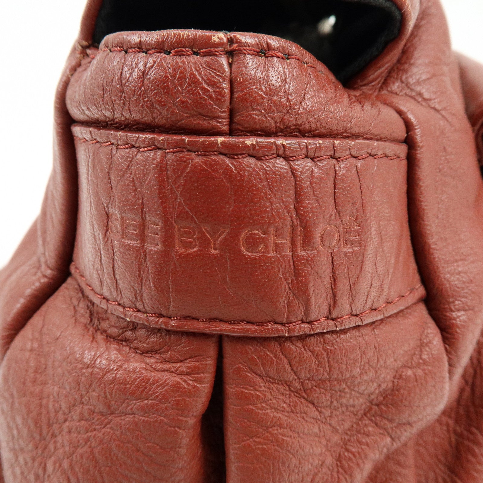 Chloe See by Chloe Leather Shoulder Bag Hand Bag Tassel Red