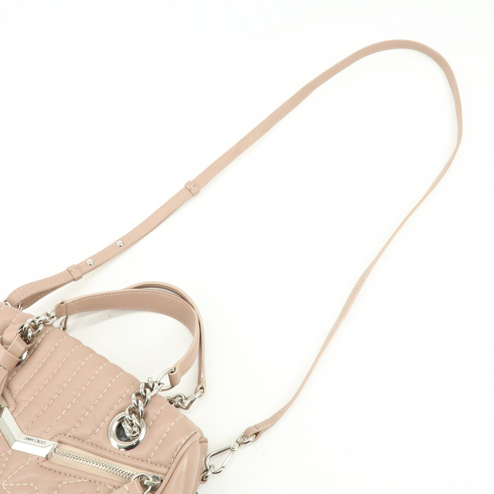 JIMMY CHOO Helia Quilting Leather Chain 2Way Bag Hand Bag Pink