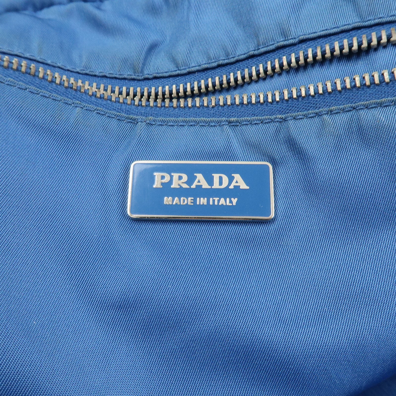PRADA Triangle Logo Nylon Leather Shoulder Bag Hand Bag Navy Yellow