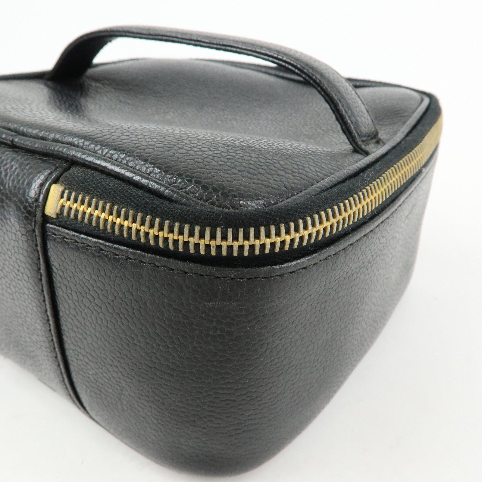 CHANEL COCO Mark Caviarskin Hand Bag Vanity Case Black A01997