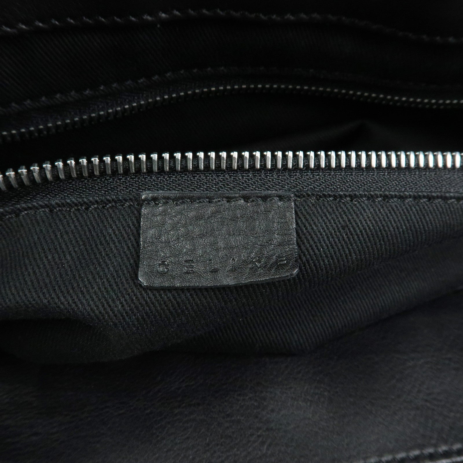CELINE Boogie Bag Leather Hand Bag Tote Bag Black Silver