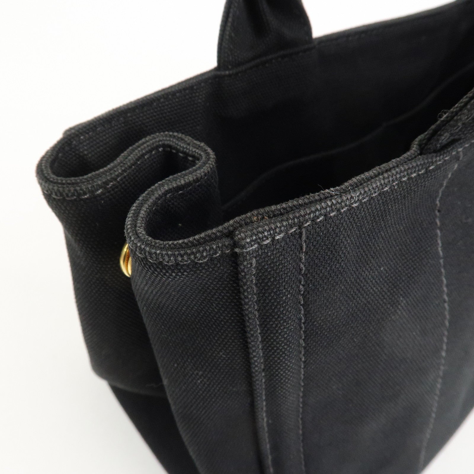 PRADA Canapa Mini Canvas 2Way Hand Bag Tote Bag Black 1BG439 Used