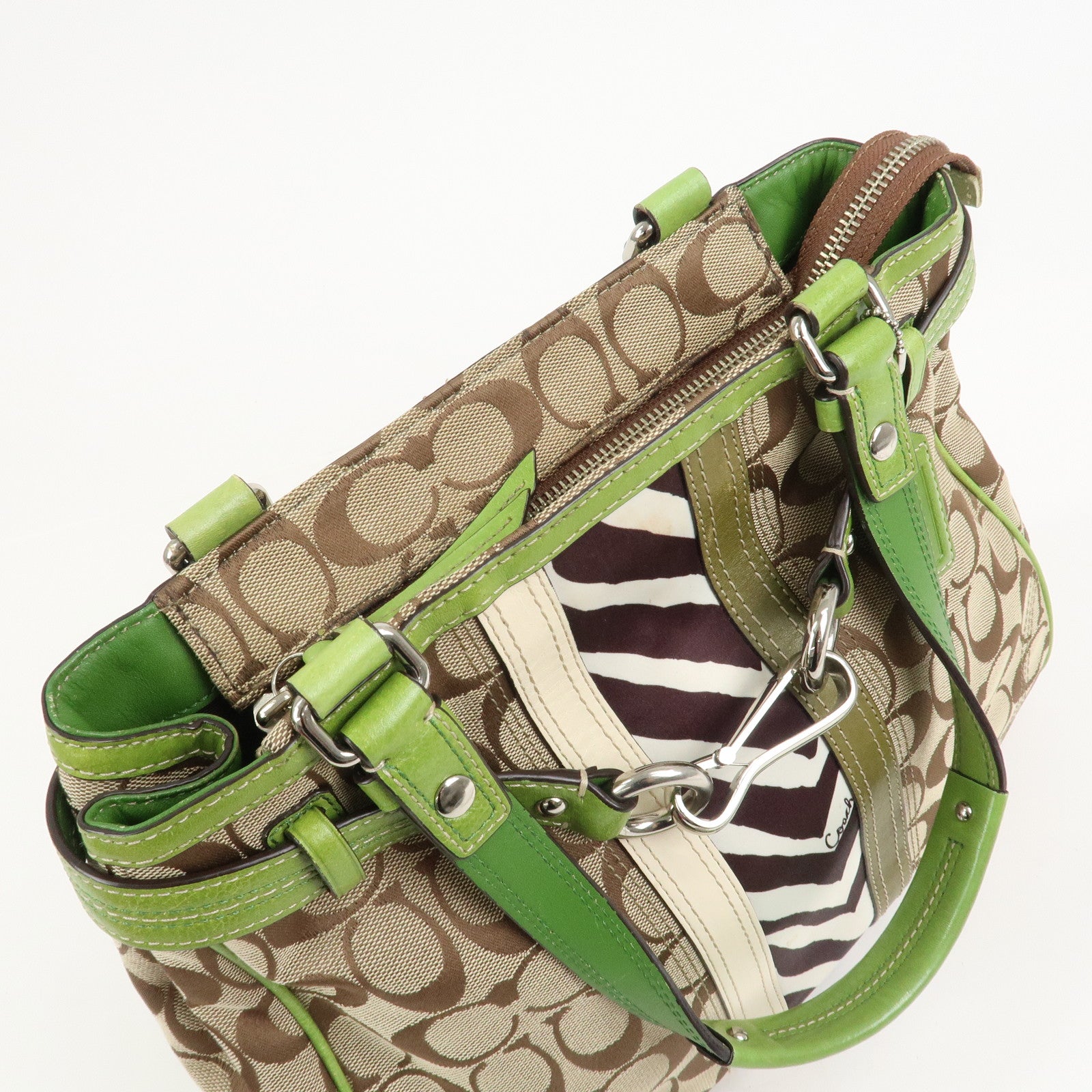 COACH Signature POPPY Set of 2 Canvas Leather Shoulder Hand Bag