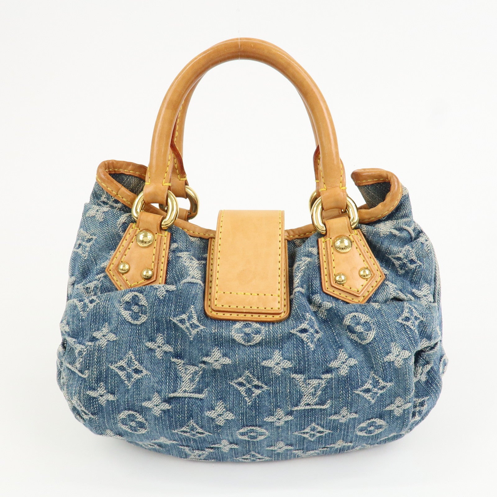 Louis Vuitton Monogram Denim Pleaty Hand Bag Blue M95020