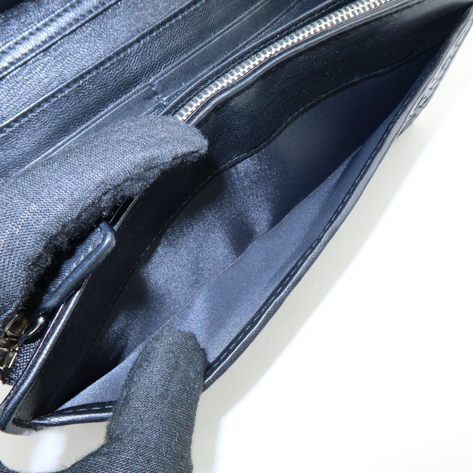 Christian Dior Leather Chain Wallet WOC Hand Bag Black